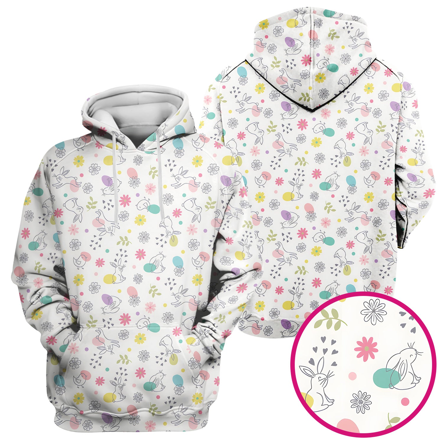 Whimsical Easter Bunny Eggs Pattern Scrub Top, Comfortable Scrubs for Nurses