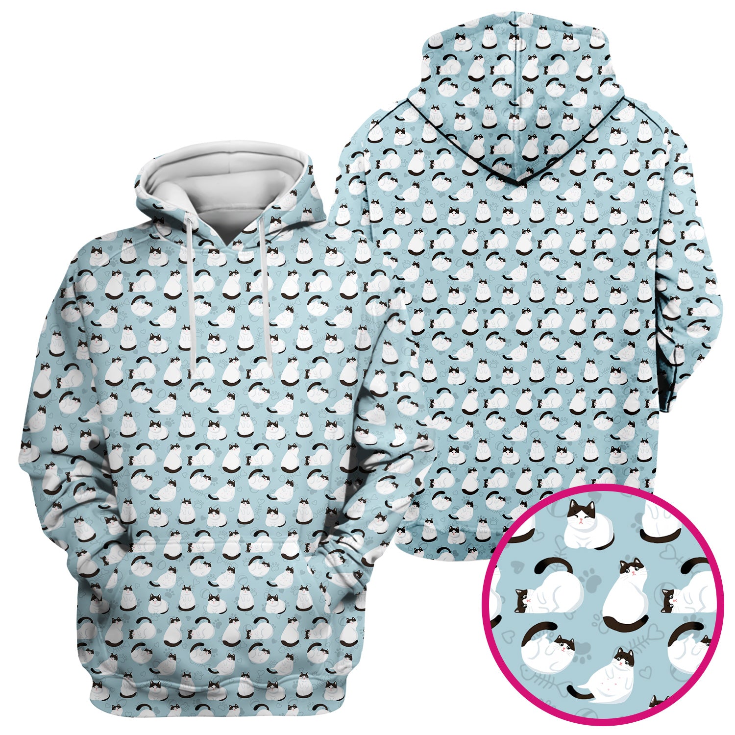 Cute Cat Pattern Medical Scrub Top, Breathable Fabrics Nursing Uniform