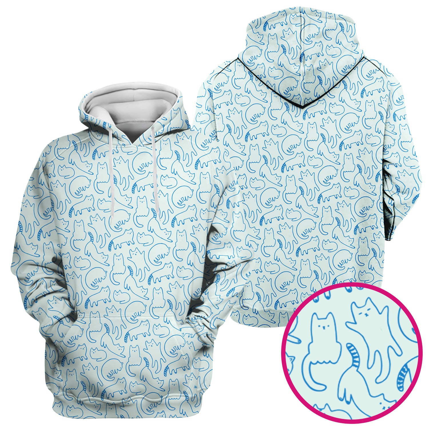 Artistic Cat Pattern Medical Scrub Top, Breathable Fabrics Nursing Uniform