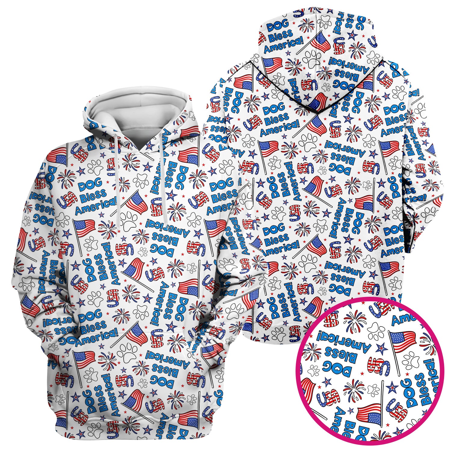 Funny Patriotic Dog Bless America Flag Pattern Scrub Top, Comfortable Scrubs for Nurses