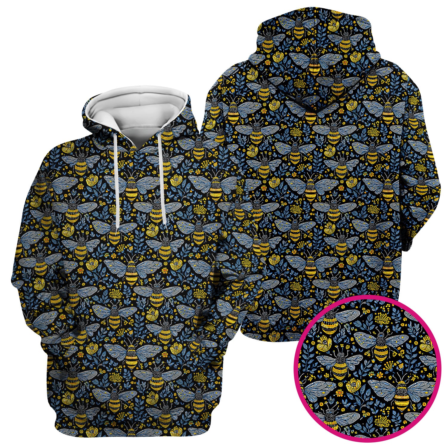 Honey Bee And Wildflower Garden Pattern Scrub Top, Comfortable Scrubs for Nurses