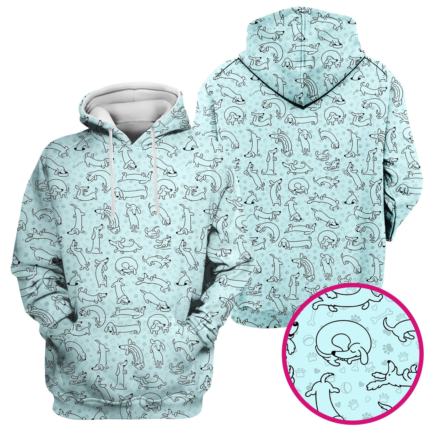 Playful Dachshund Dog Line Art Print Scrub Top, Comfortable Scrubs for Nurses