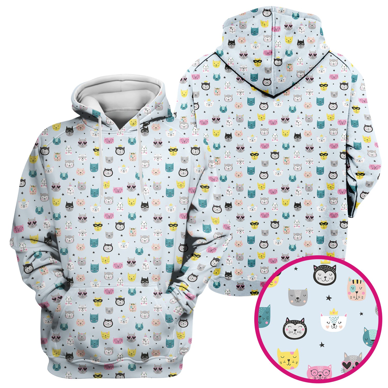 Cute Colorful Cat Pattern Scrub Top, Comfortable Scrubs for Nurses