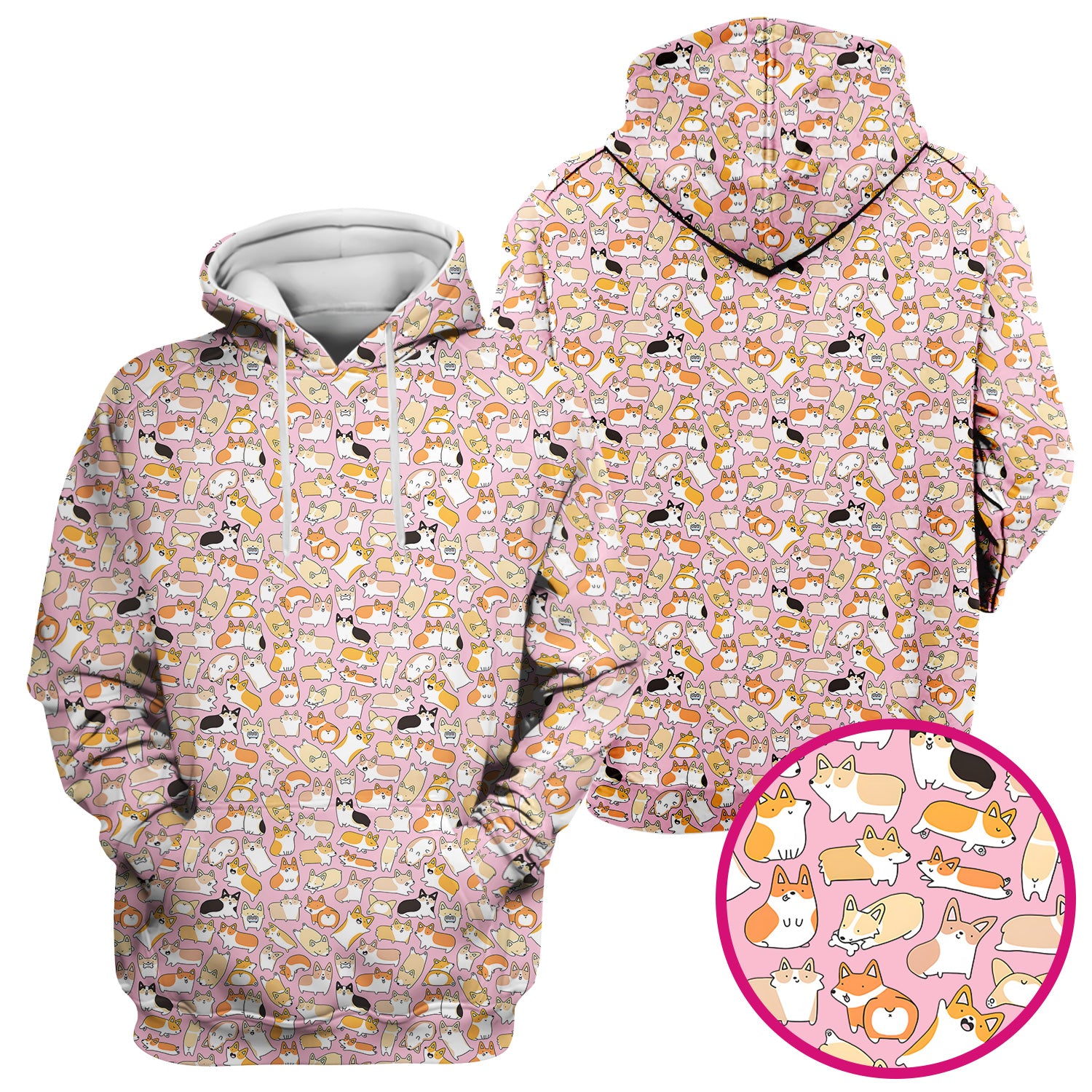 Cute Corgi Dog All Over Print Scrub Top, Comfortable Scrubs for Nurses
