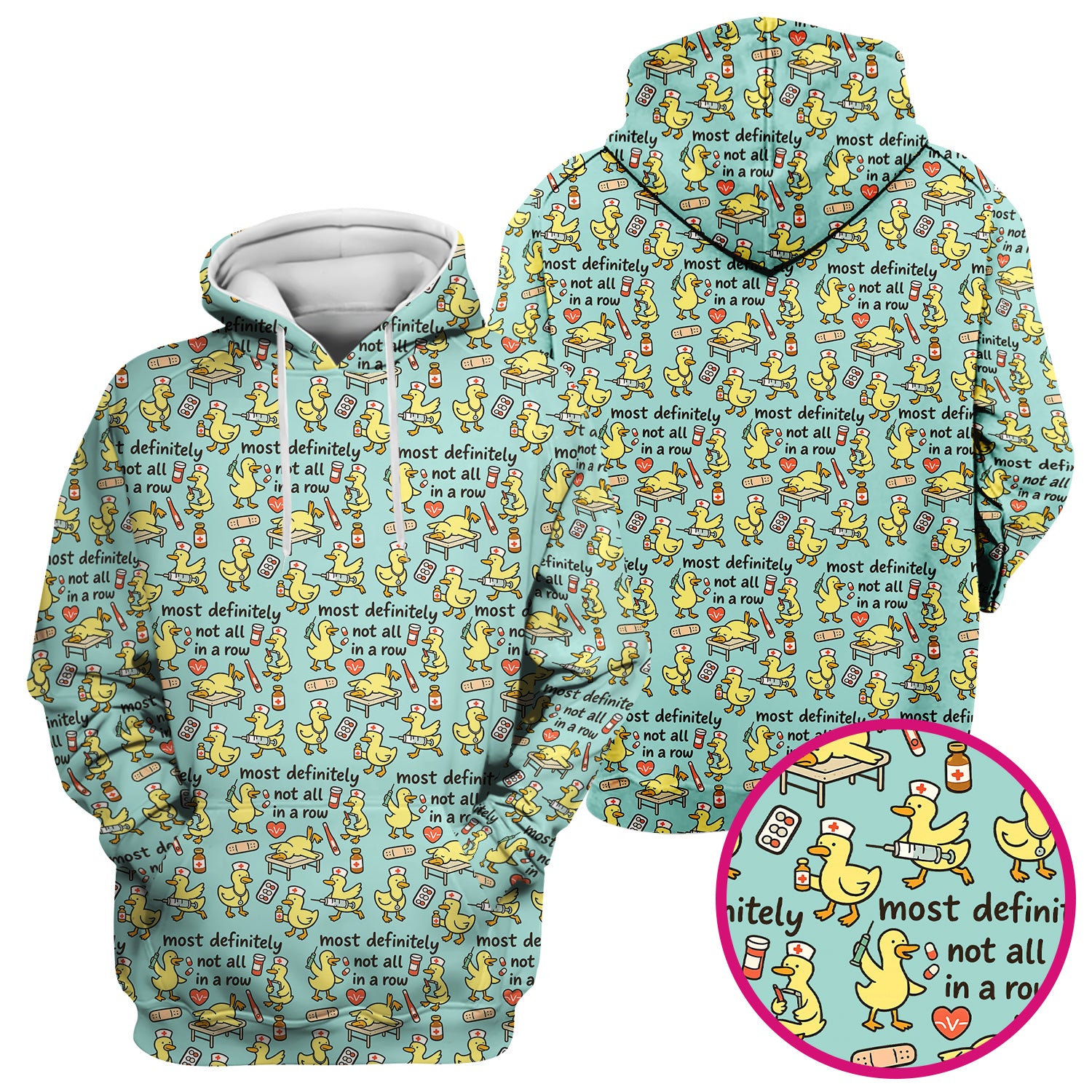 Funny Nurse Duck Medical Humor Pattern Scrub Top, Comfortable Scrubs for Nurses