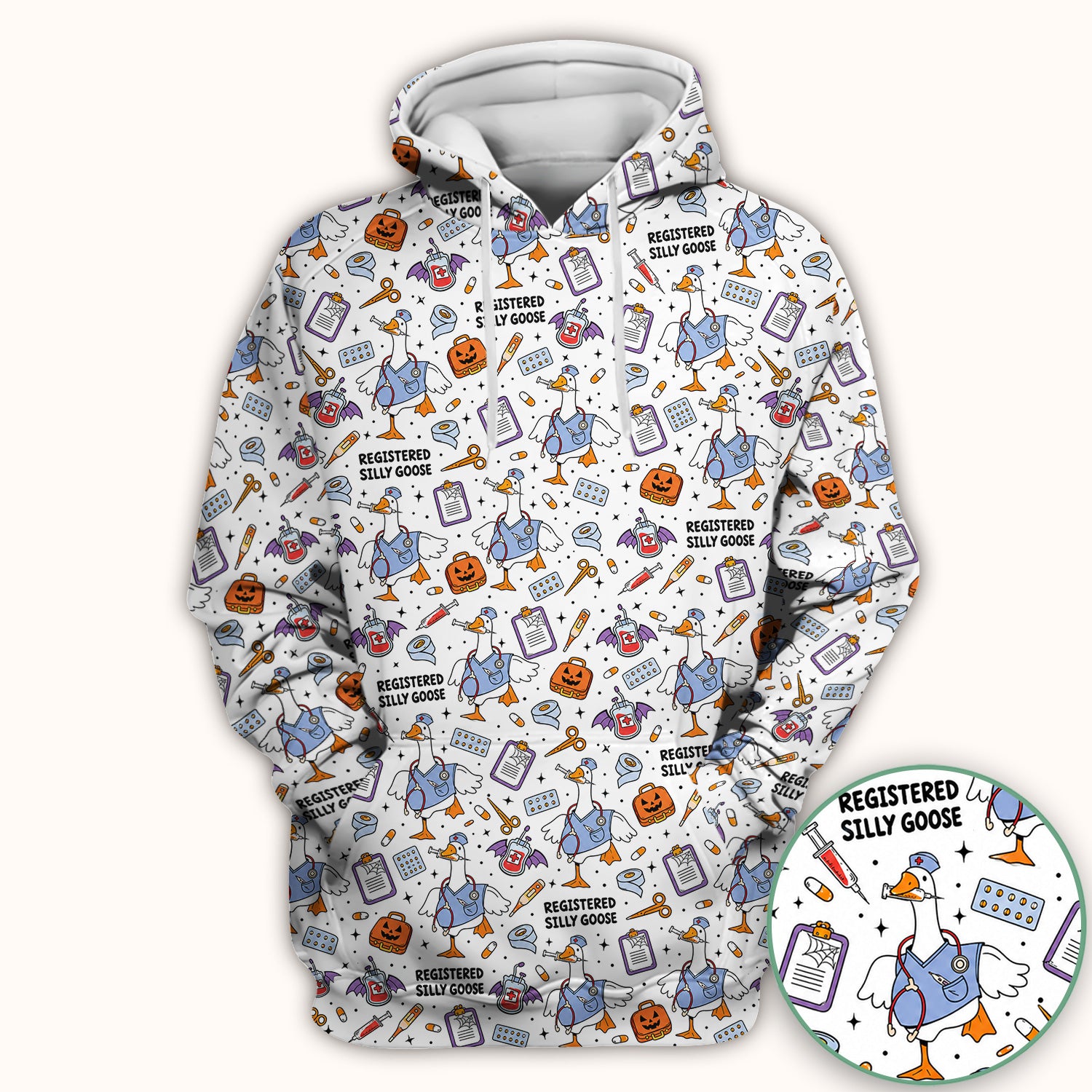 Funny Halloween Registered Silly Goose Scrub Top, Comfortable Scrubs for Nurses