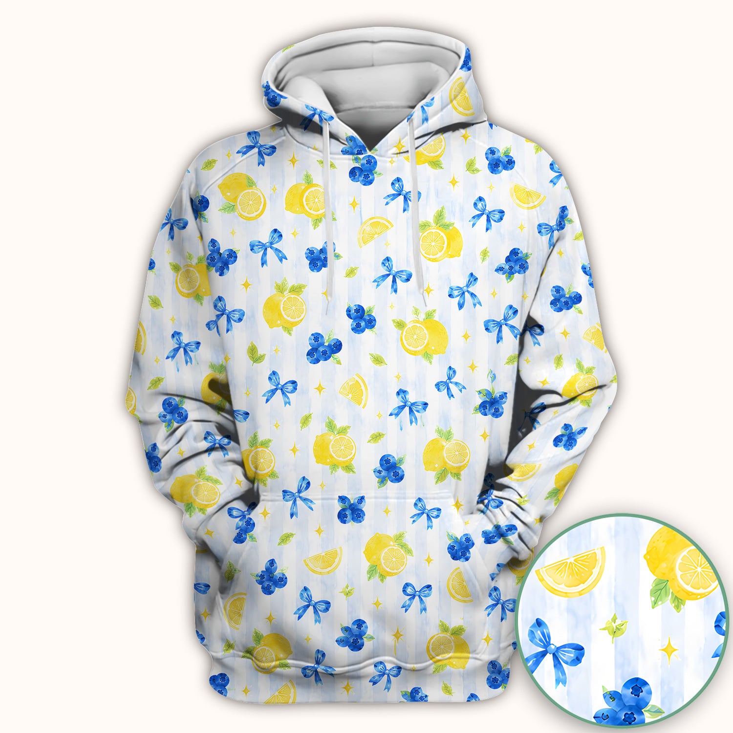Lemon Blueberry Bow Nurse Scrub Top for RN, CNA, Healthcare Workers, Summer Fruit Uniform