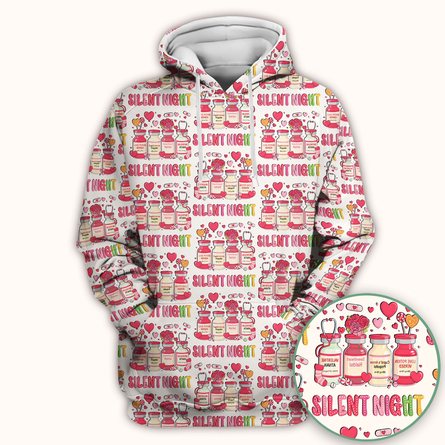 Valentine Silent Night Love Design Scrubs Top, Comfortable Scrubs for Nurses