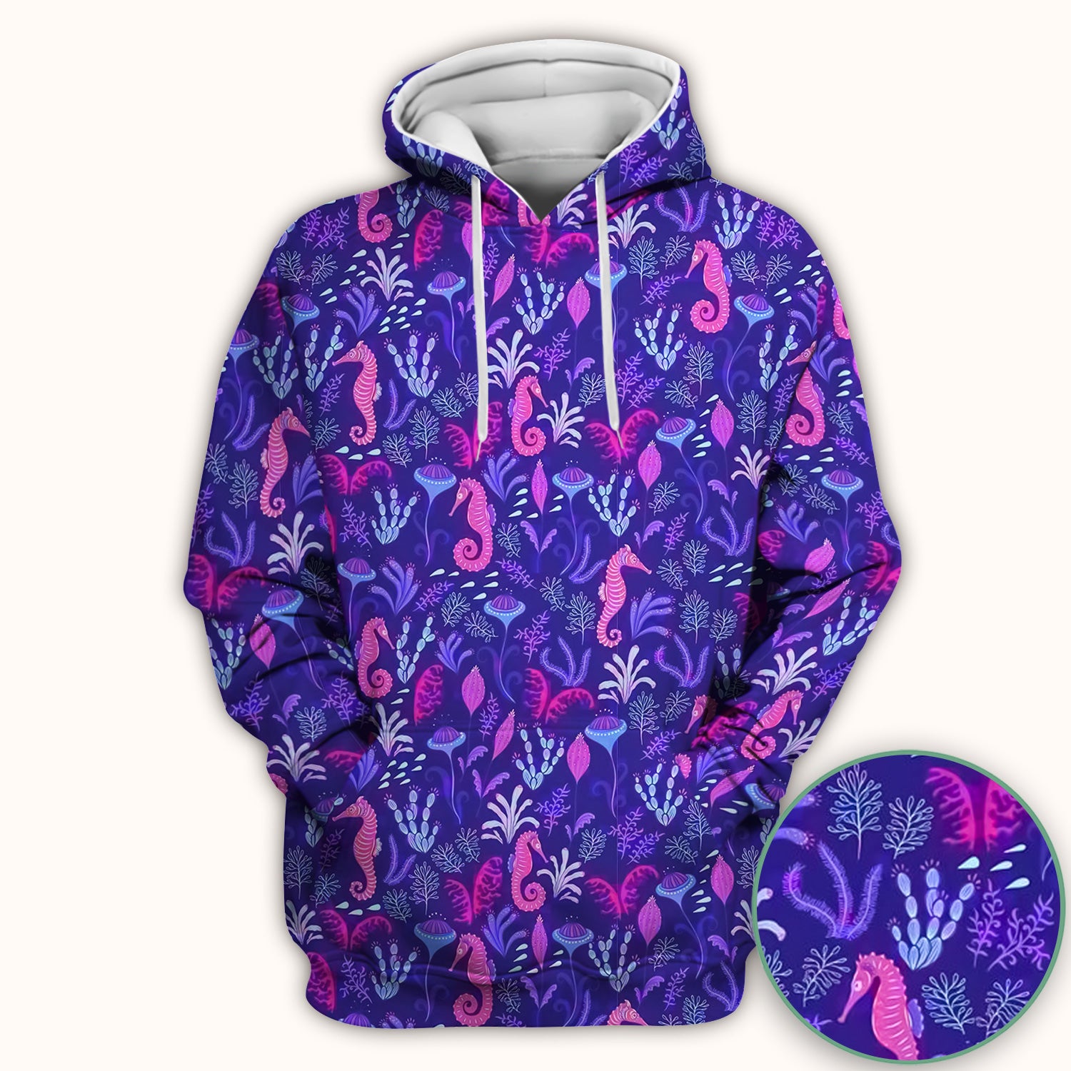 Purple Seahorse Ocean Scrub Top, Comfortable Scrubs for Nurses