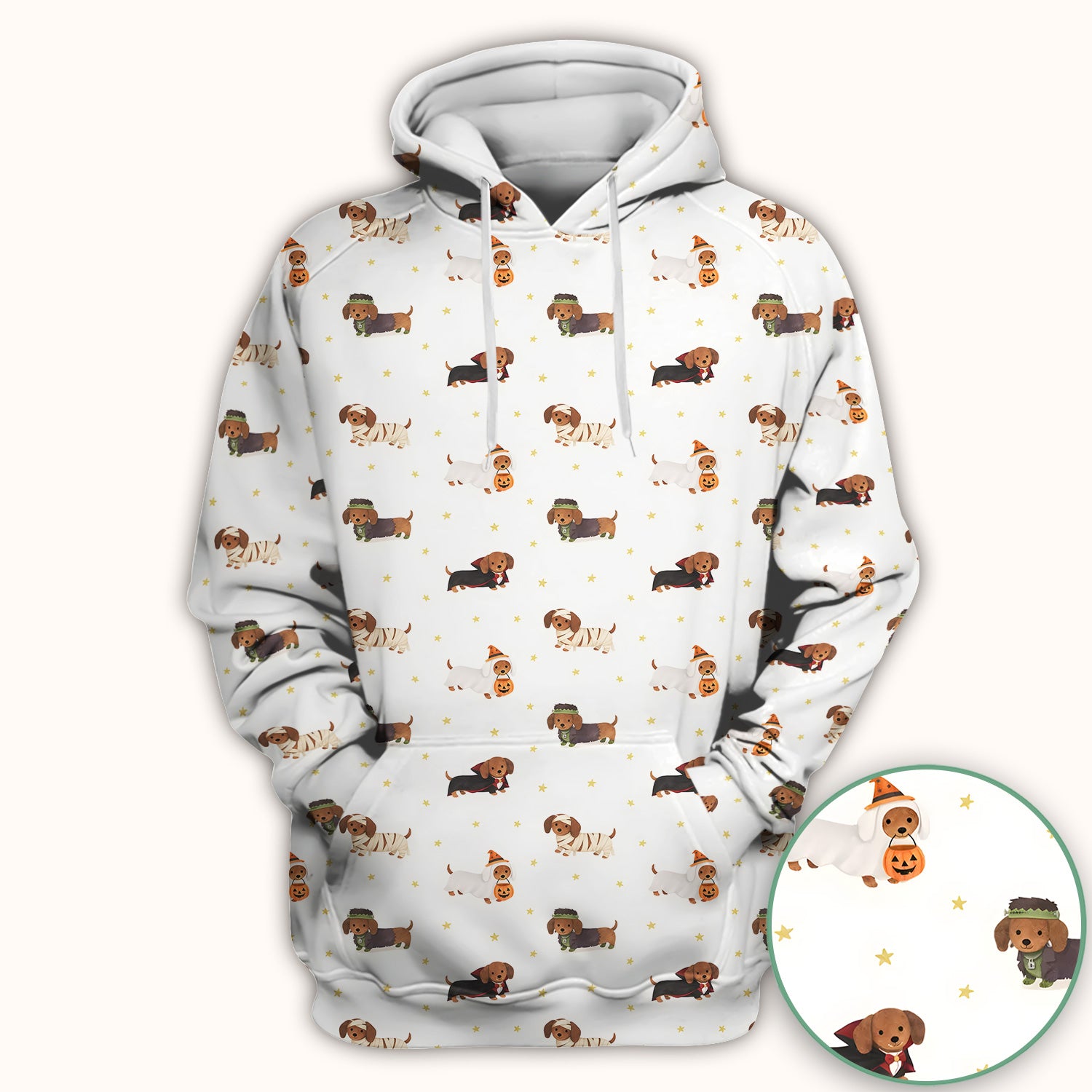Halloween Dachshund Costumes Print Scrub Top, Comfortable Scrubs for Nurses