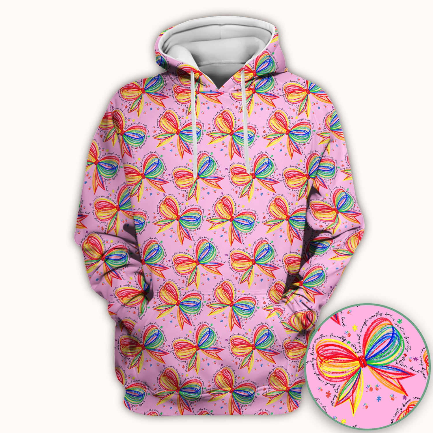 Colorful Rainbow Bow Pattern Scrub Top, Comfortable Scrubs for Nurses
