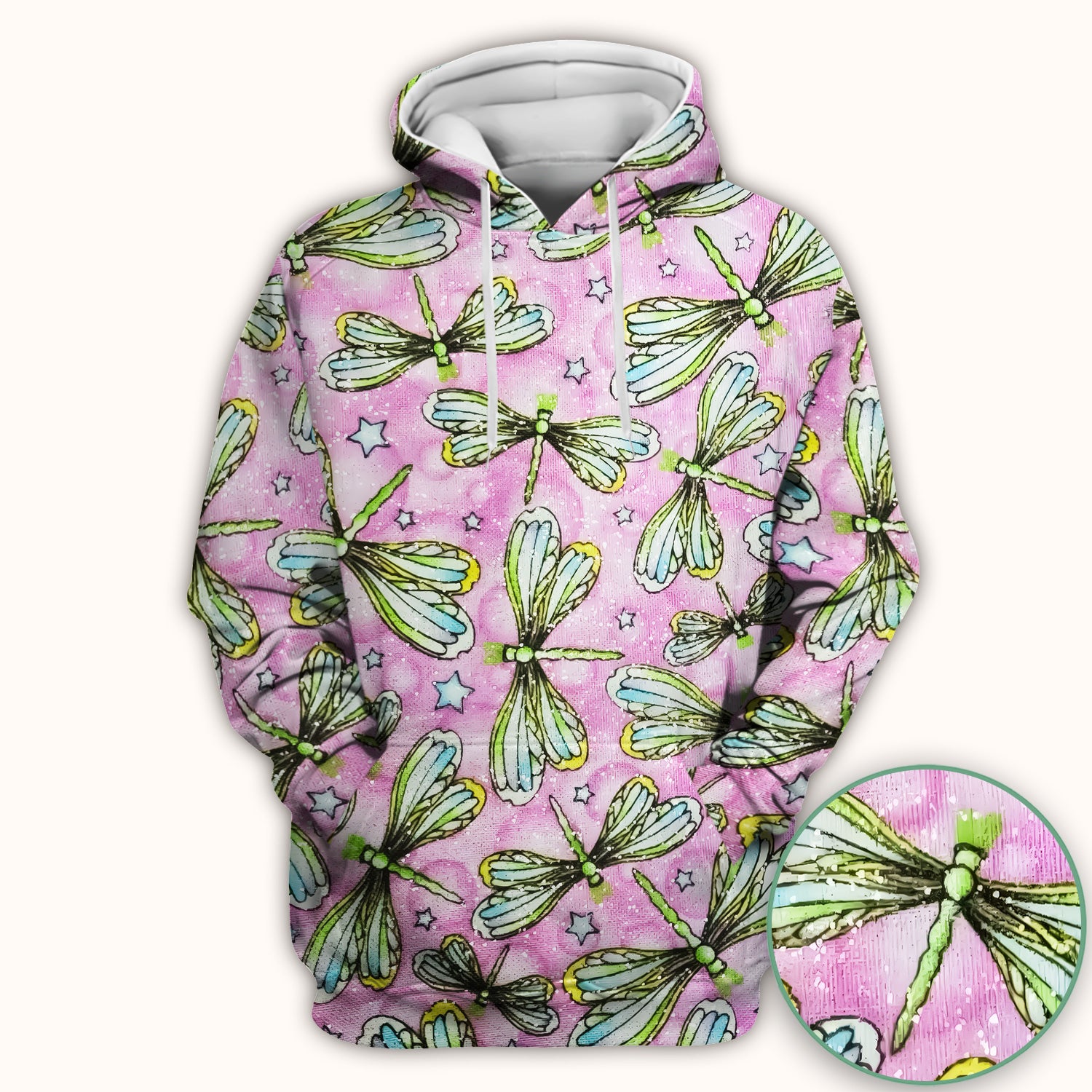 Dragonfly On Pink Starry Background Scrub Top, Comfortable Scrubs for Nurses