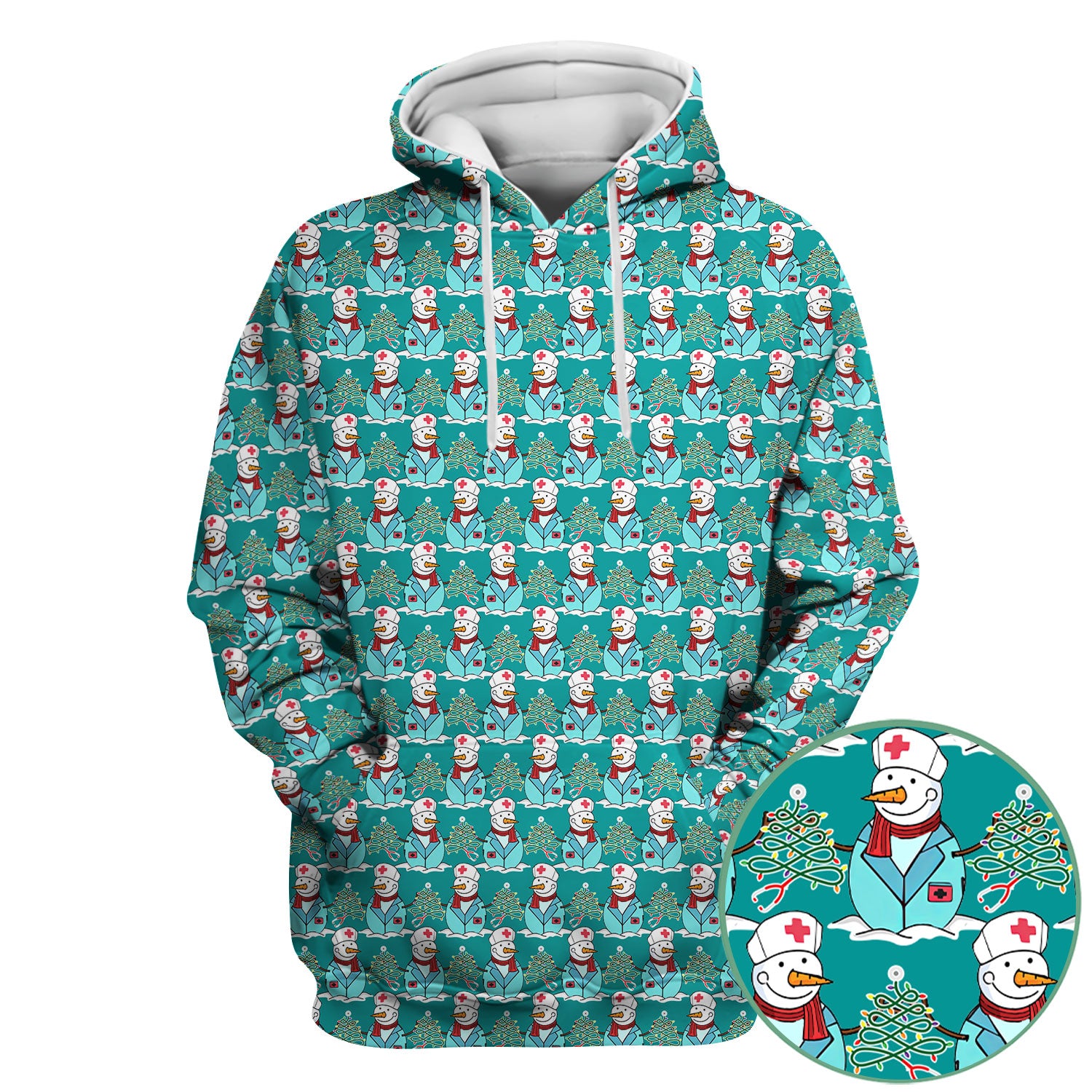 Funny Nurse Scrubs Christmas Edition - Snowman Doctor Print Top - Custom Multi Color Medical Shirt Gift for Nurses and Healthcare Staff