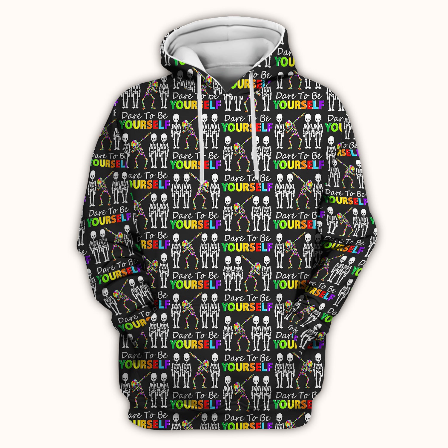 Rainbow Skeleton Dare To Be Yourself Pattern Scrubs Top, Comfortable Scrubs for Nurses