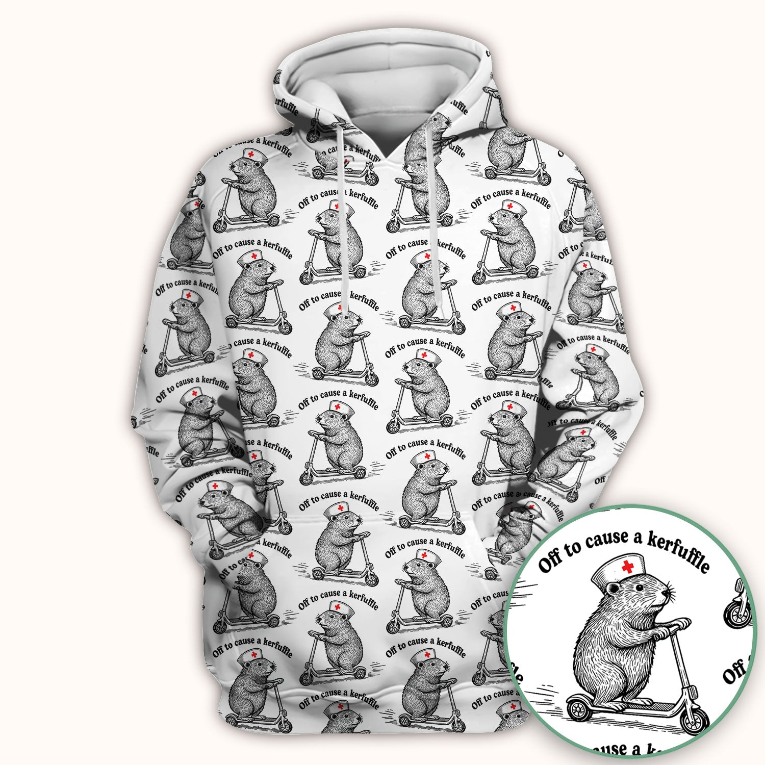 Funny Nurse Mouse Scooter Print Scrub Top, Comfortable Scrubs for Nurses