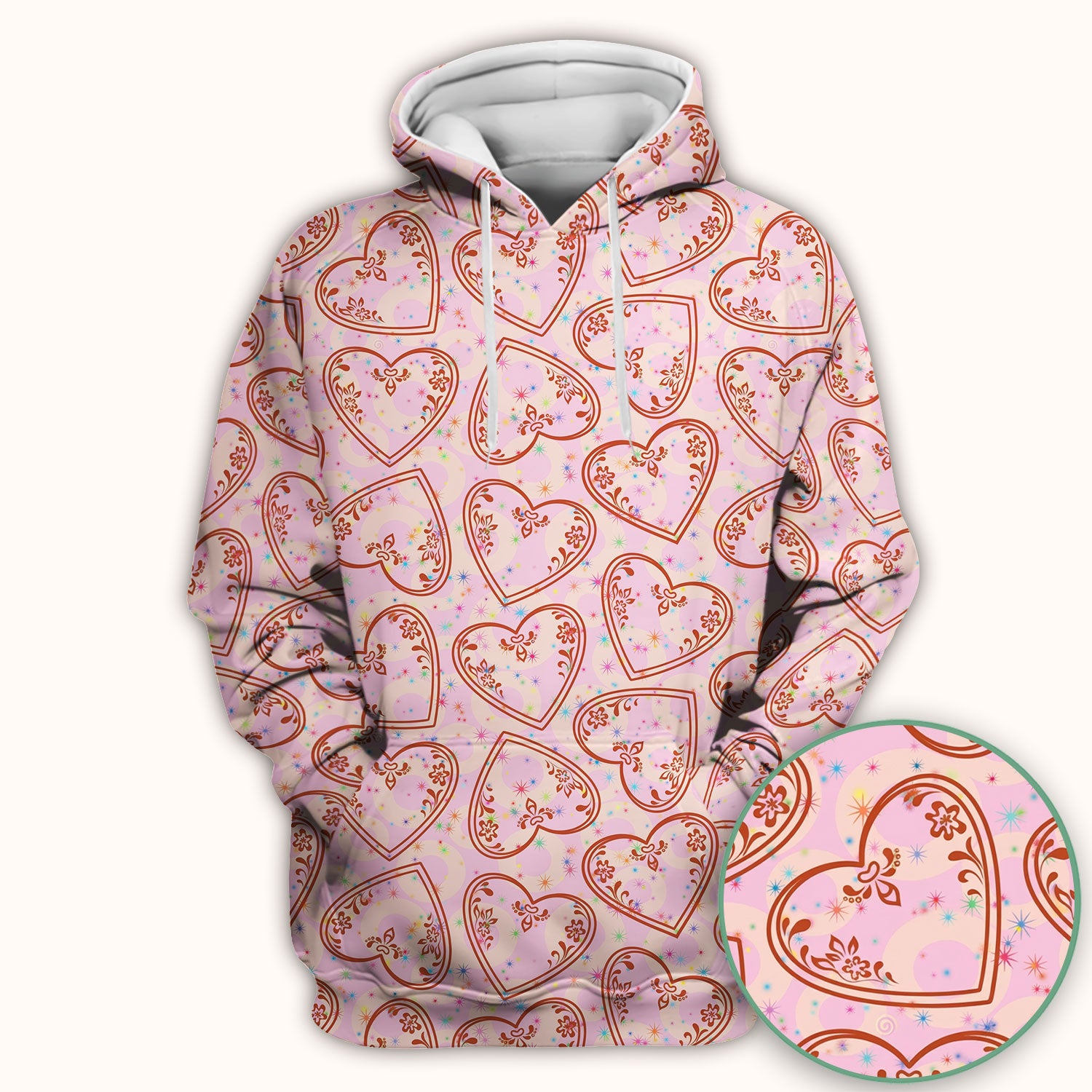 Valentine Heart Scrub Top For Women, Hearts Pattern Nurse Shirt, Comfortable Scrubs For Nursing