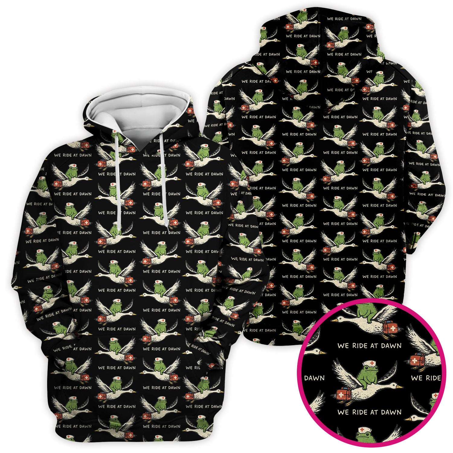 Funny Frog Riding Goose Nurse Pattern Scrub Top, Comfortable Scrubs for Nurses