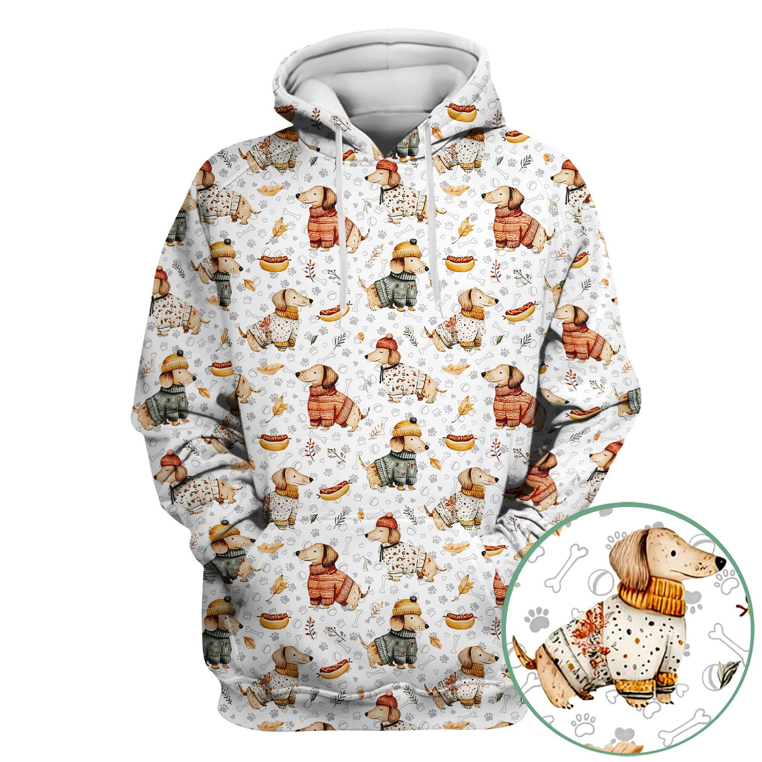 Fall Wiener Dog Nurse Scrub Top - Cozy Sausage Dog Autumn Medical Shirt for Women RN CNA LPN - Thanksgiving Gift