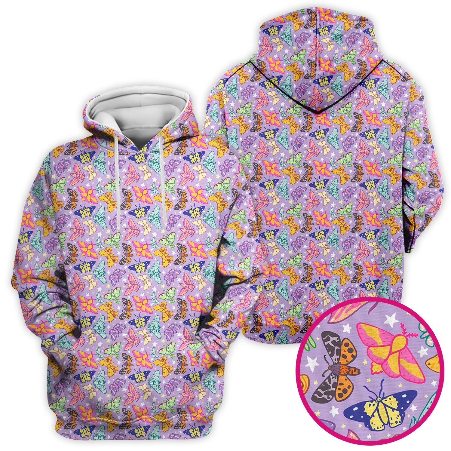 Colorful Butterfly Moth Garden Pattern Scrub Top, Comfortable Scrubs for Nurses