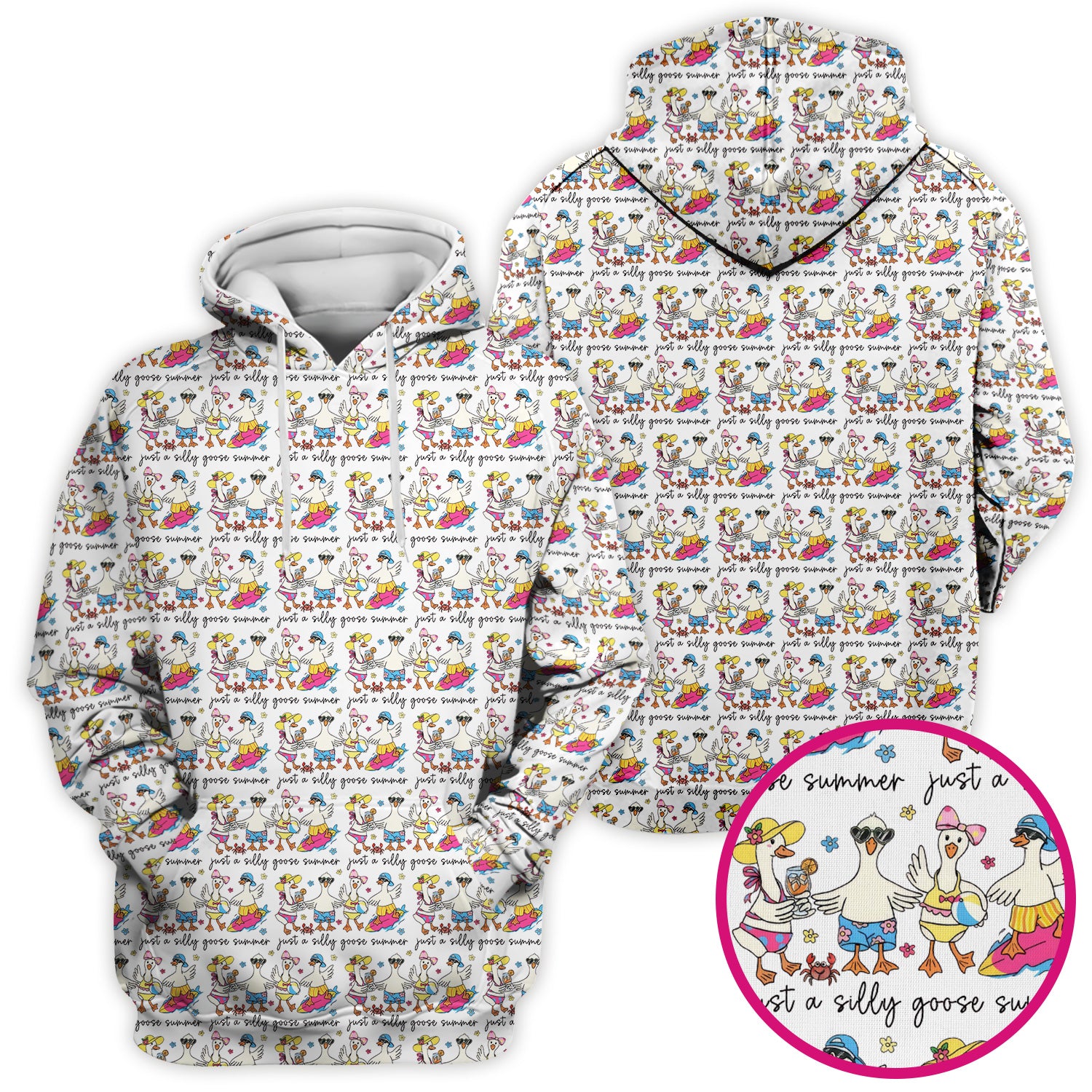 Funny Goose Summer Beach Pattern Scrub Top, Comfortable Scrubs for Nurses