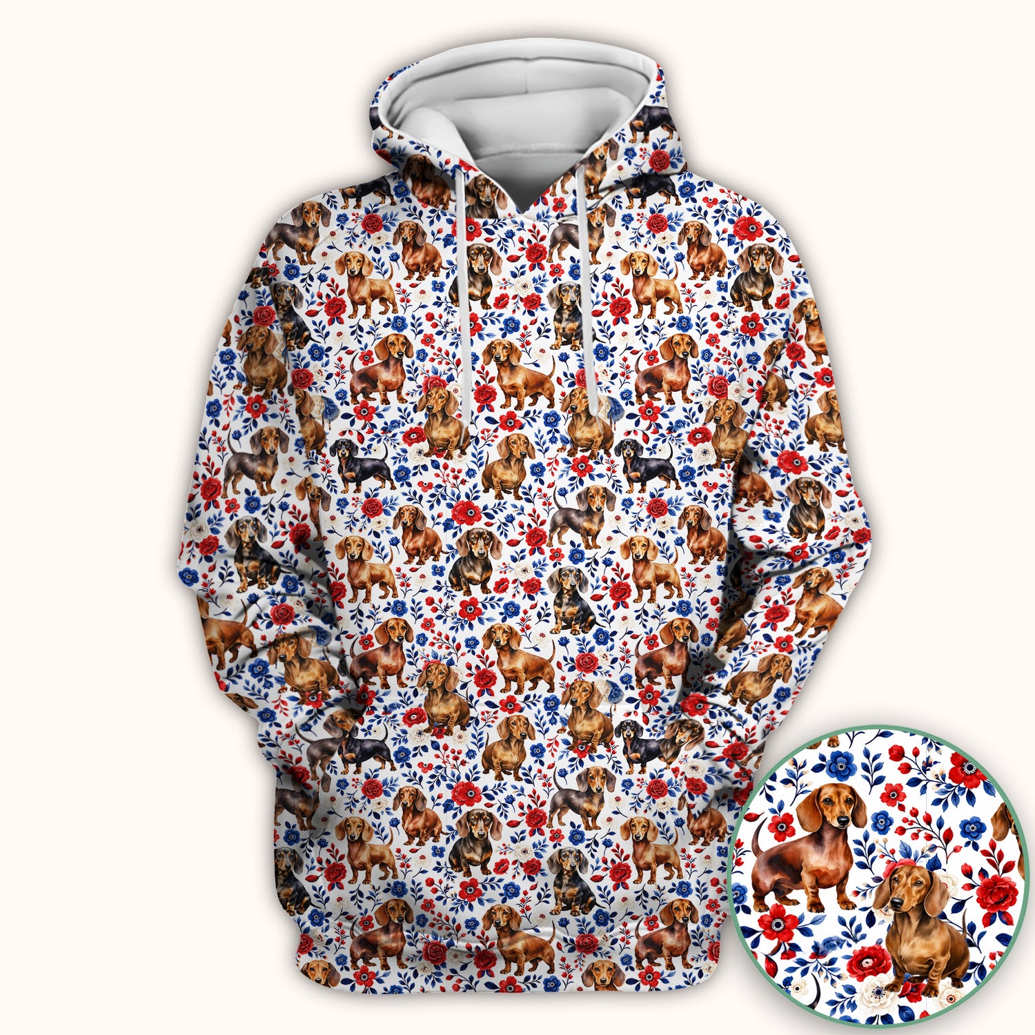 Floral Dachshund Nurse Scrub Top for RN, CNA, Veterinary Staff, Dog Lover Uniform