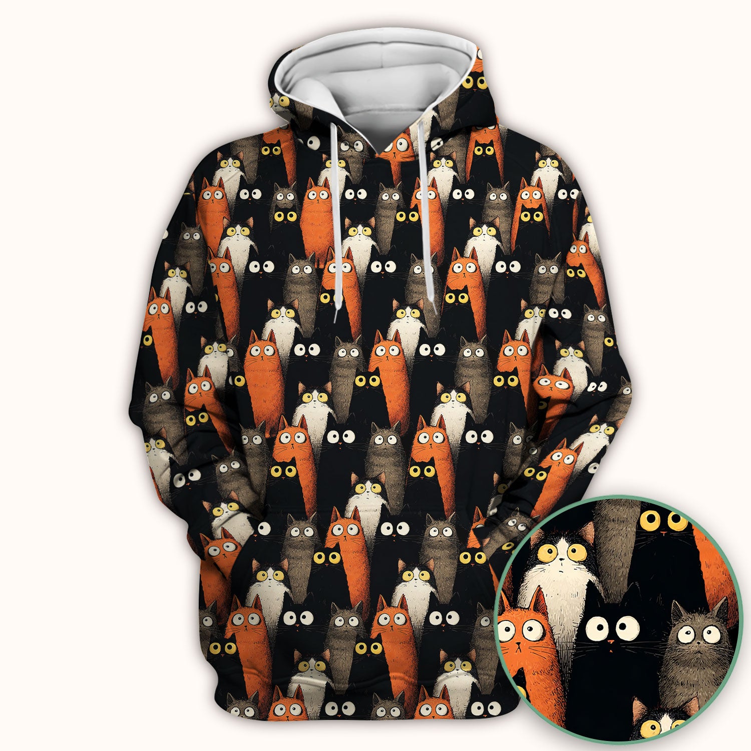 Black Cat Pattern Nurse Scrub Top, Cat Lover Nurse Shirt, Breathable Fabrics Nursing Uniform