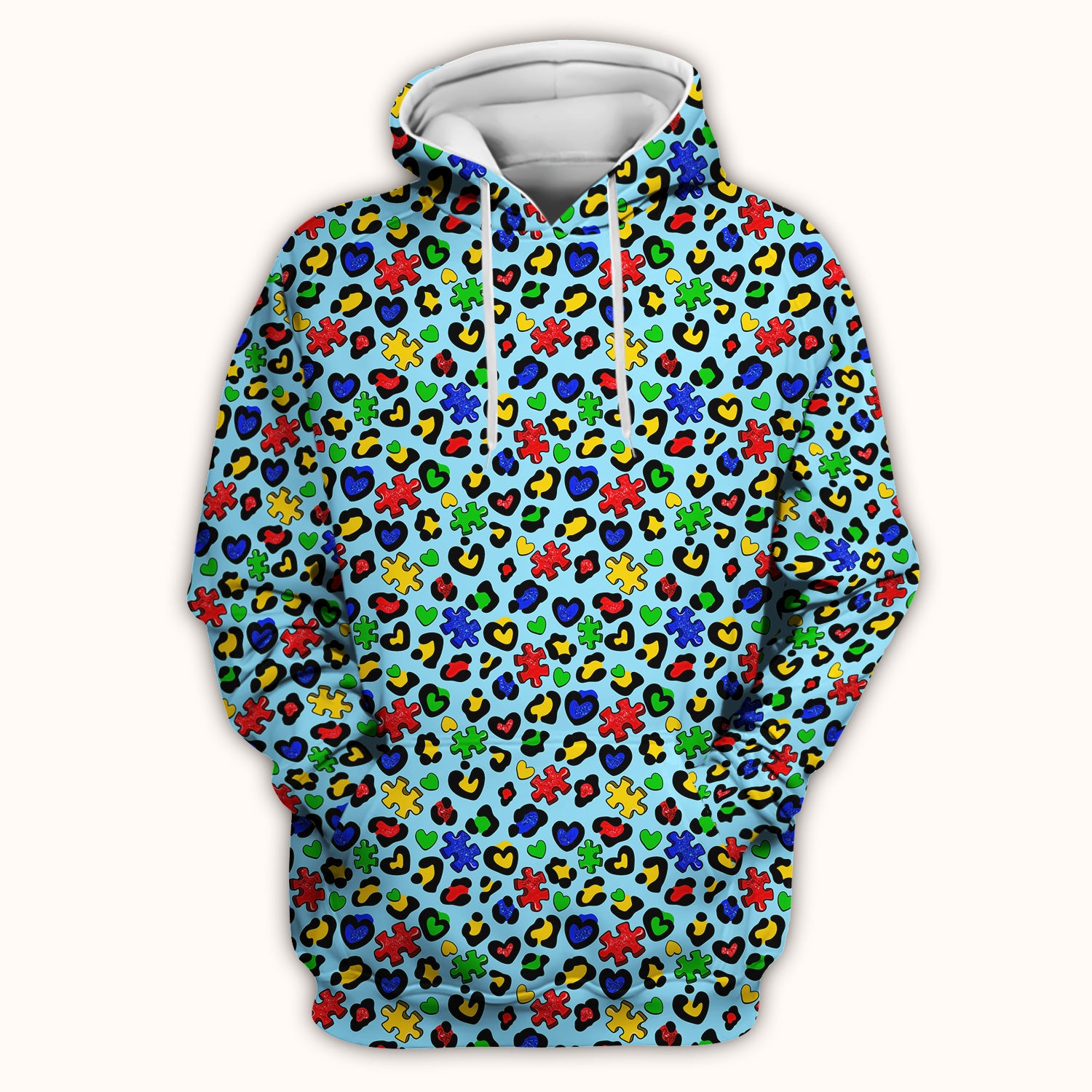 Puzzle Heart Awareness Print Scrub Top, Soft & Comfortable Scrubs for Nurses