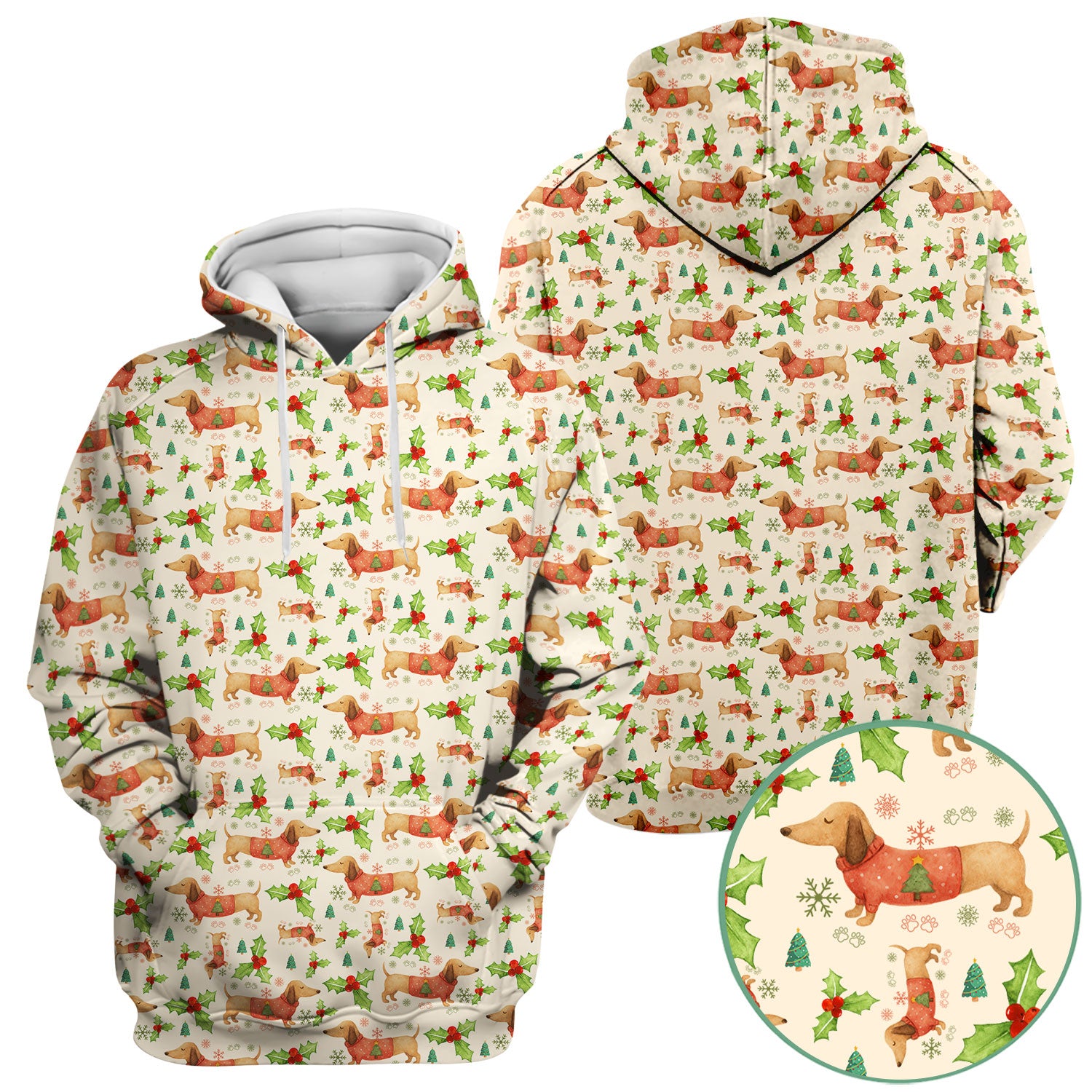 Festive Dachshund Scrub Top - Cute Sausage Dog Christmas Medical Uniform - Wiener Puppy Lover Gift