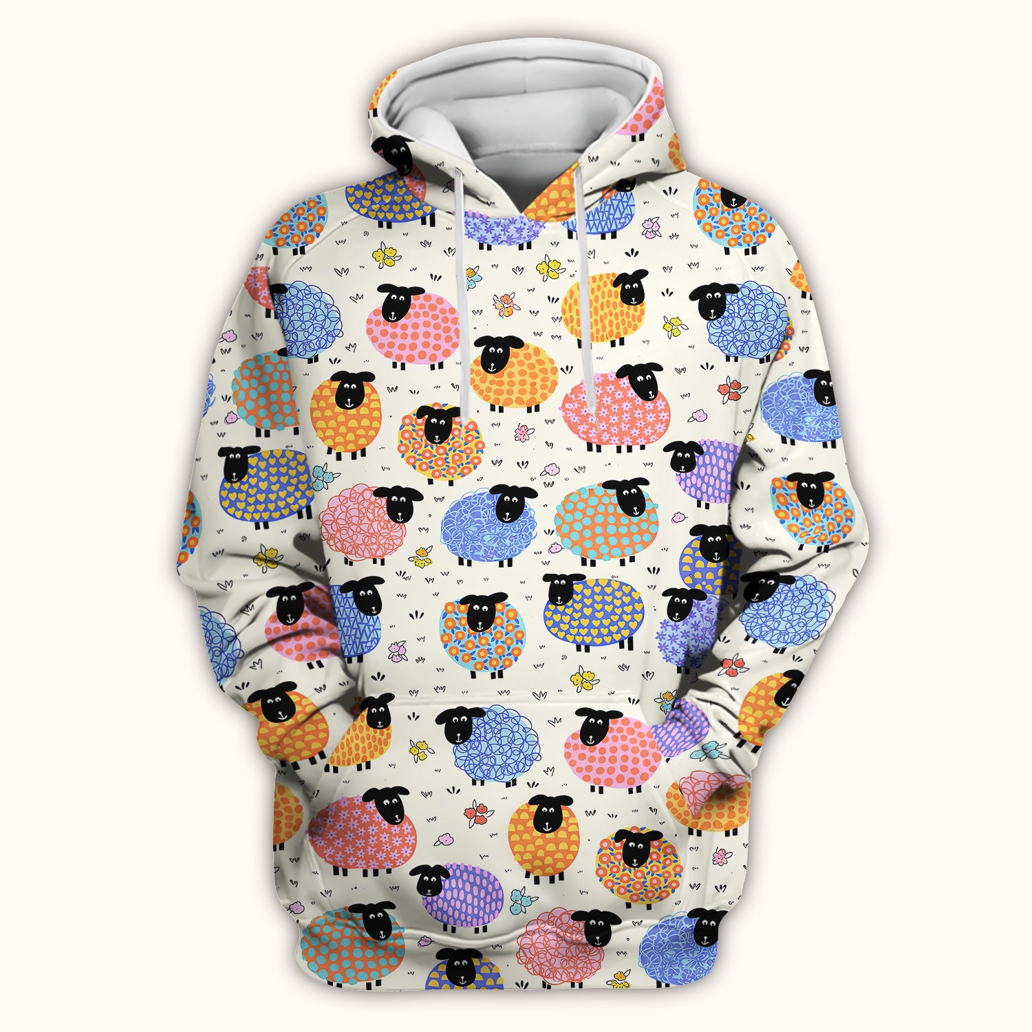 Funny Colorful Sheep Pattern Scrub Top, Comfortable Scrubs for Nurses