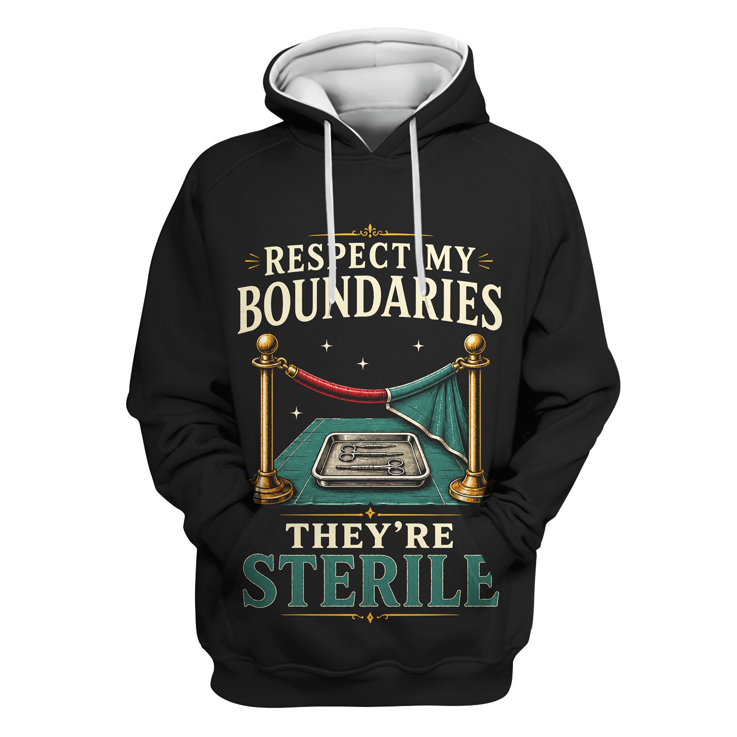 Funny Respect My Sterile Boundaries Pattern Scrub Top, Comfortable Scrubs for Nurses