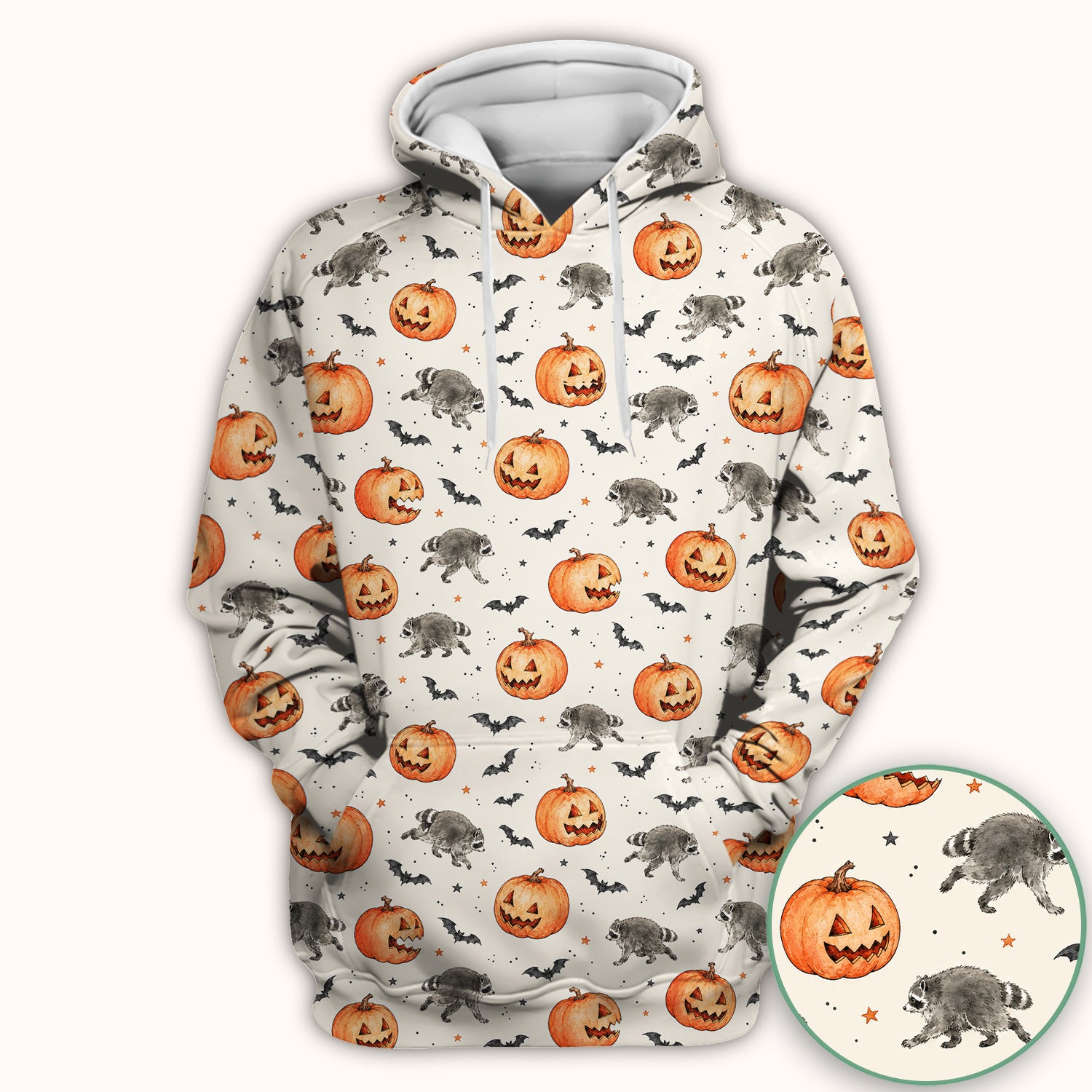 Spooky Halloween Raccoon And Pumpkin Scrub Top, Comfortable Scrubs for Nurses