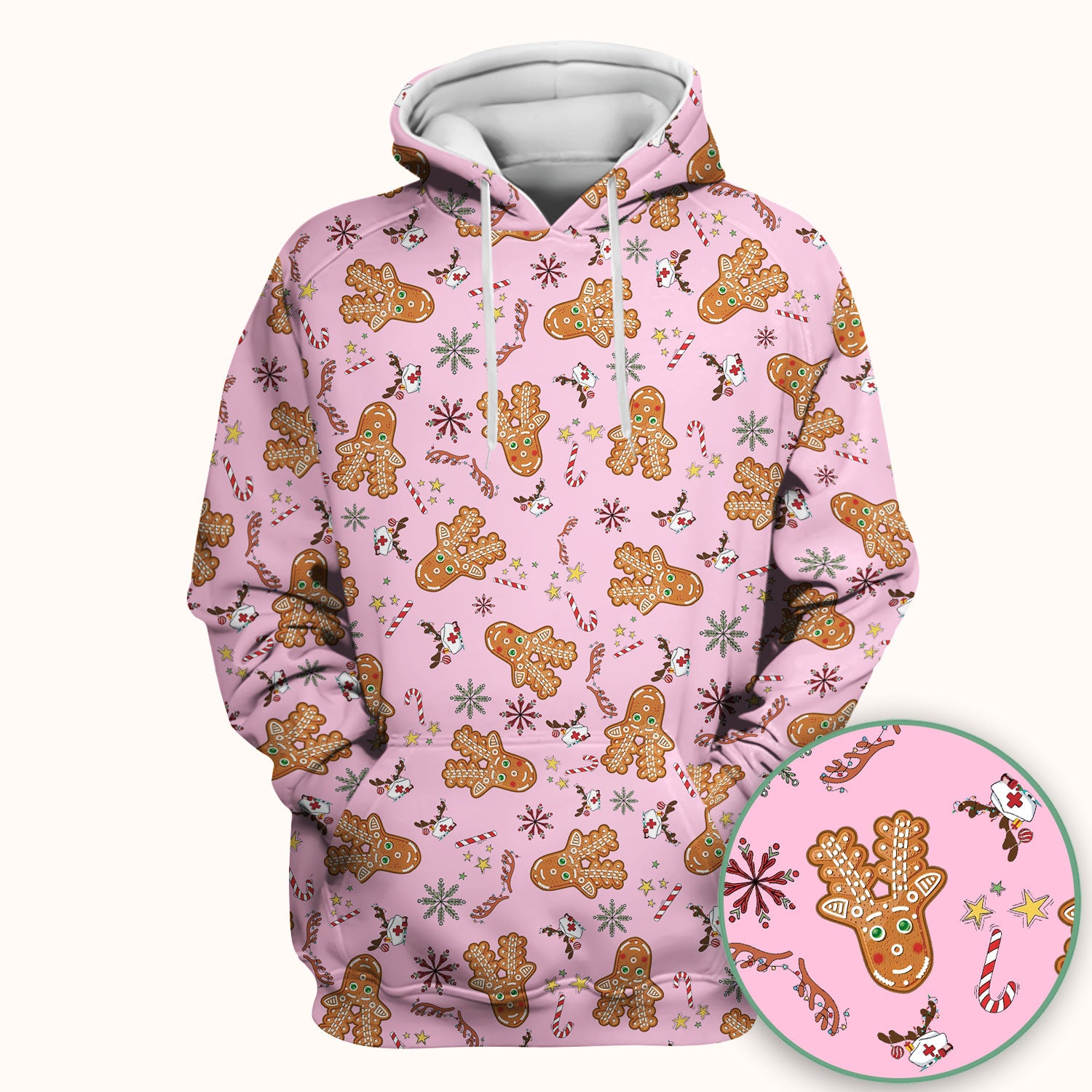 Gingerbread Cookies Reindeer Scrub Top - Funny Christmas Gingerbread Nursing Uniform - Comfortable Scrubs for Nurses