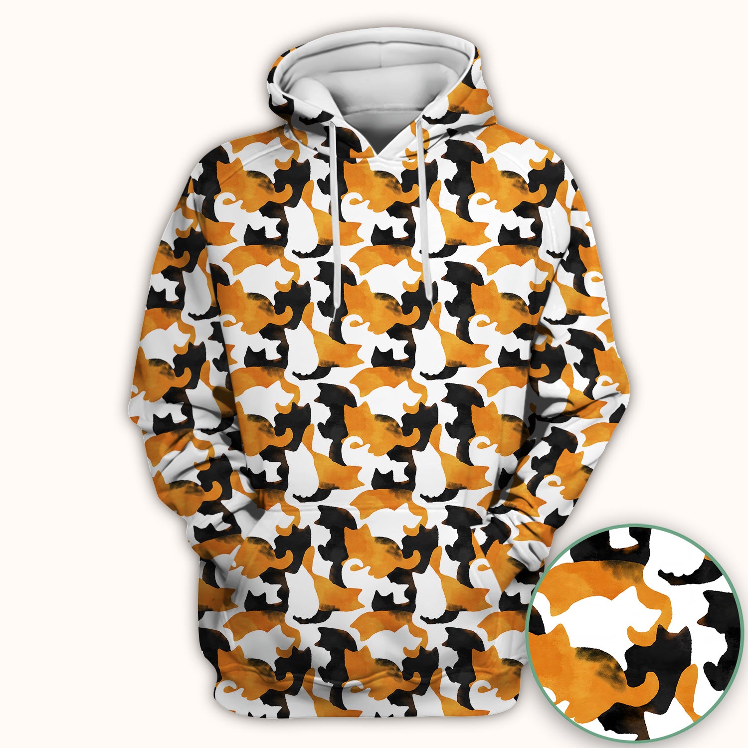 Calico Cat Silhouette Nurse Scrub Top for RN, CNA, Veterinary Staff, Cat Lover Uniform