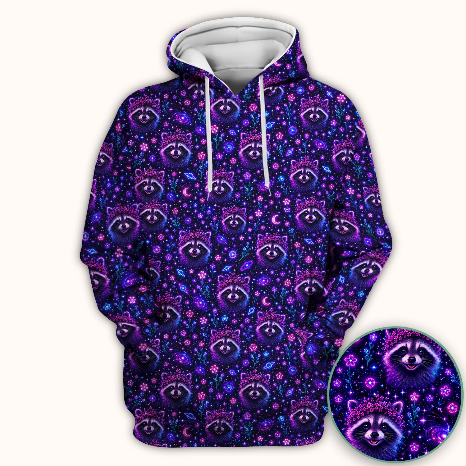 Galaxy Raccoon Nurse Pattern Scrub Top, Comfortable Scrubs for Nurses