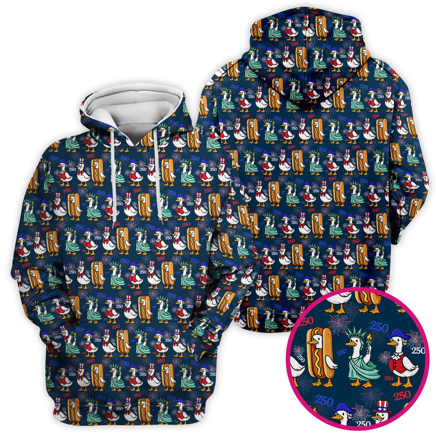Patriotic Duck Independence Day Pattern Scrub Top, Breathable Healthcare Uniform Top