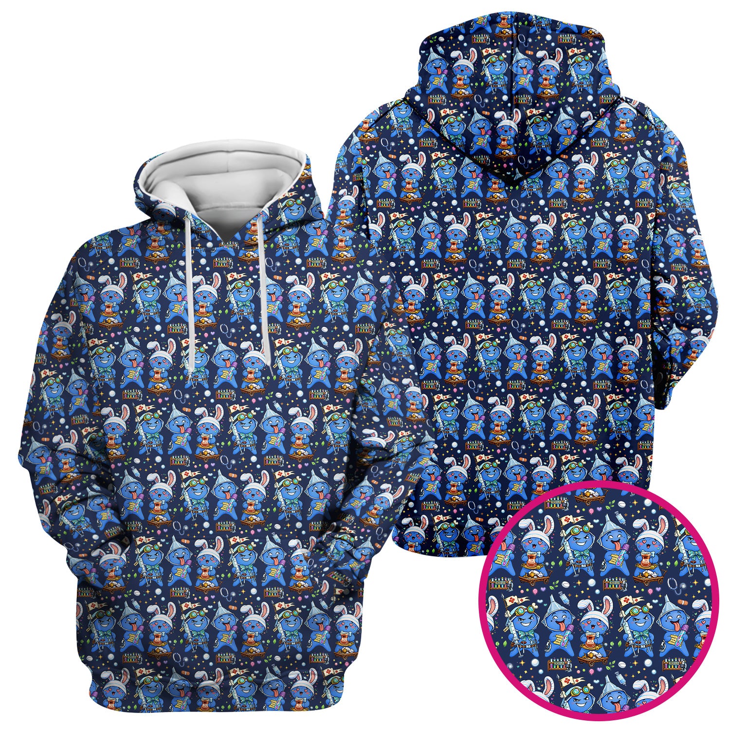 Cute Glove Doll Hospital Medical Cartoon Nurse Pattern Scrub Top, Comfortable Scrubs for Nurses
