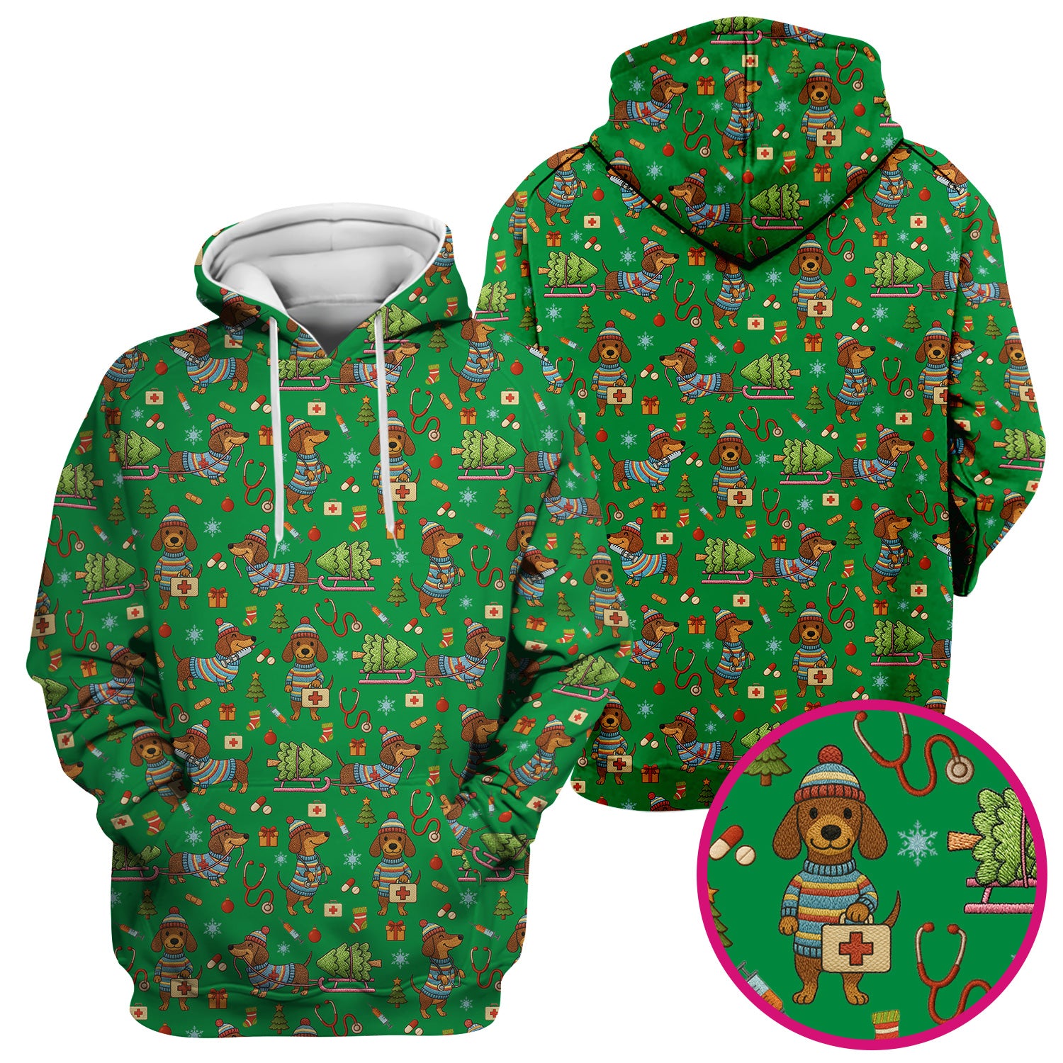 Dachshund Dog Scrub For Nurse, Funny Wiener Dog Lover Gift, Cute Dog 3D Knit Pattern Shirt