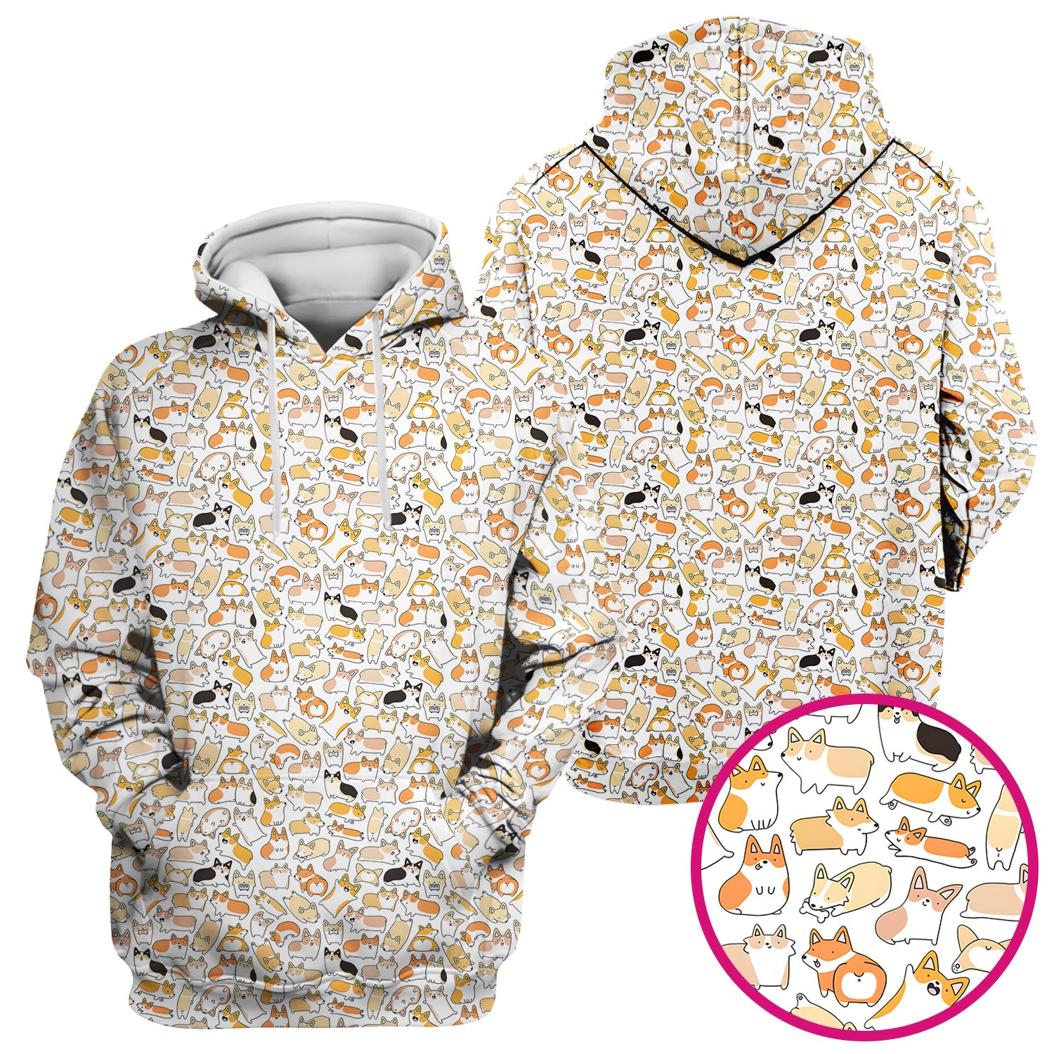 Cute Corgi Dog All Over Print Scrub Top, Comfortable Scrubs for Nurses