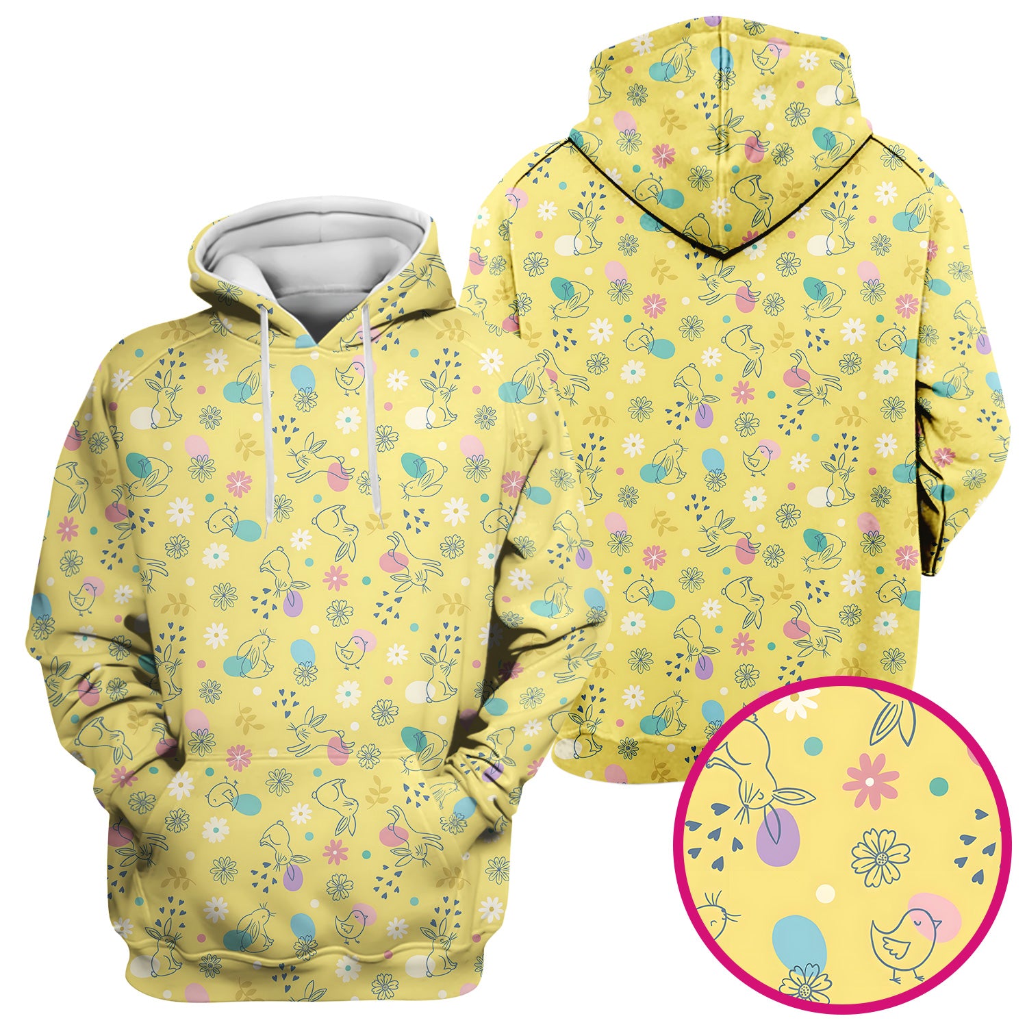 Whimsical Easter Bunny Eggs Pattern Scrub Top, Comfortable Scrubs for Nurses