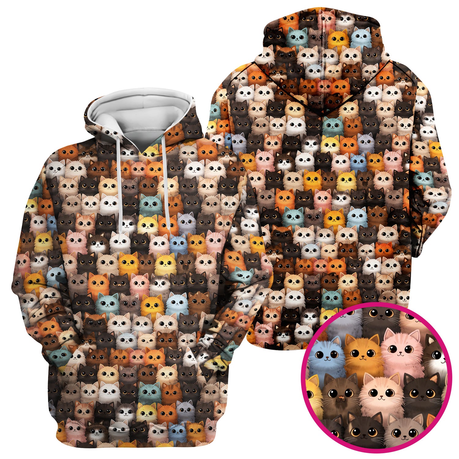 Cute Colorful Cat Pattern Scrub Top, Lightweight Medical Work Uniform
