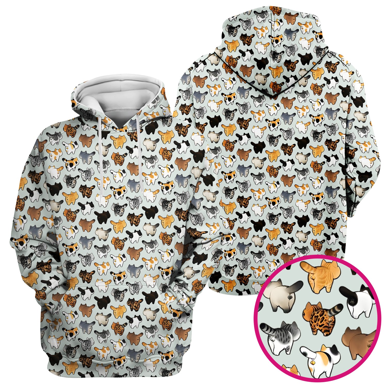 Cat Butt Pattern Medical Scrub Top, Breathable Fabrics Nursing Uniform