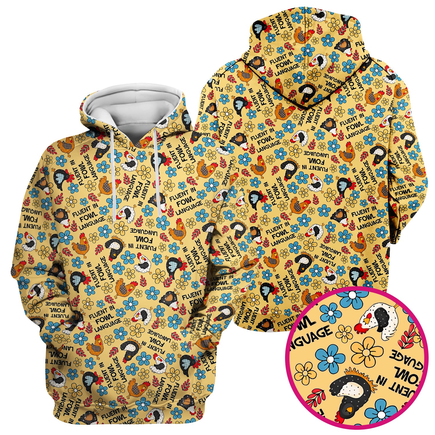 Funny Chicken Fluent in Fowl Language Pattern Scrub Top, Comfortable Scrubs for Nurses