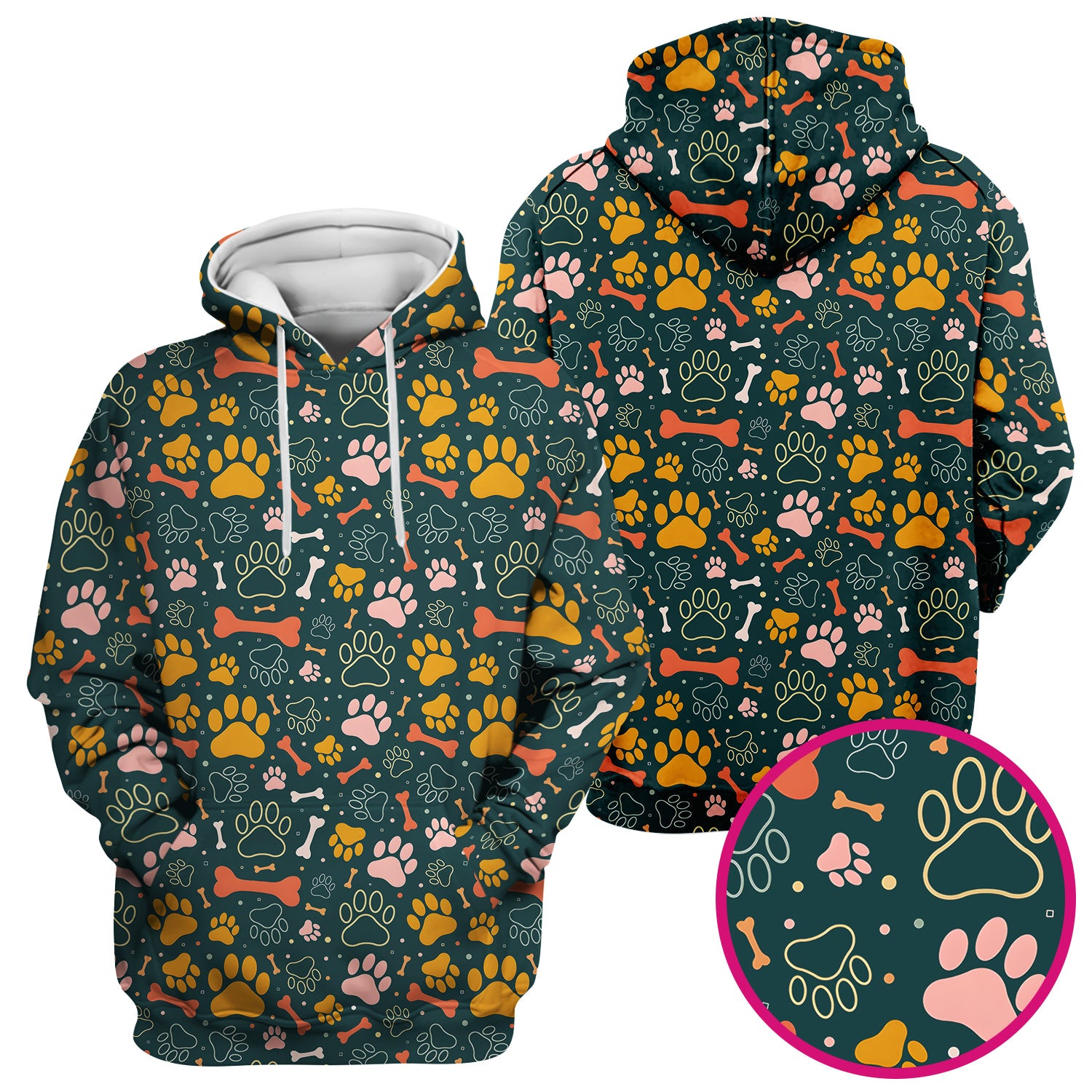 Cute Paw Print Dog Pattern Scrub Top, Comfortable Scrubs for Nurses