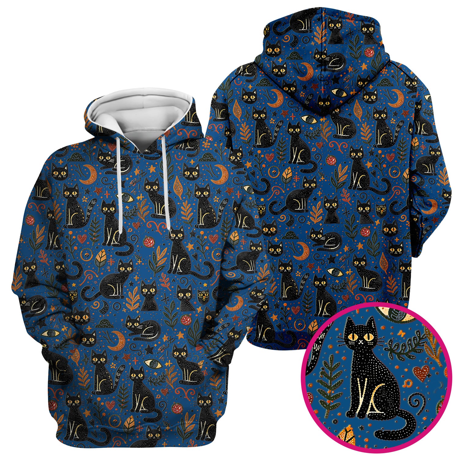 Mystic Black Cat Celestial Doodle Pattern Scrub Top, Comfortable Scrubs for Nurses