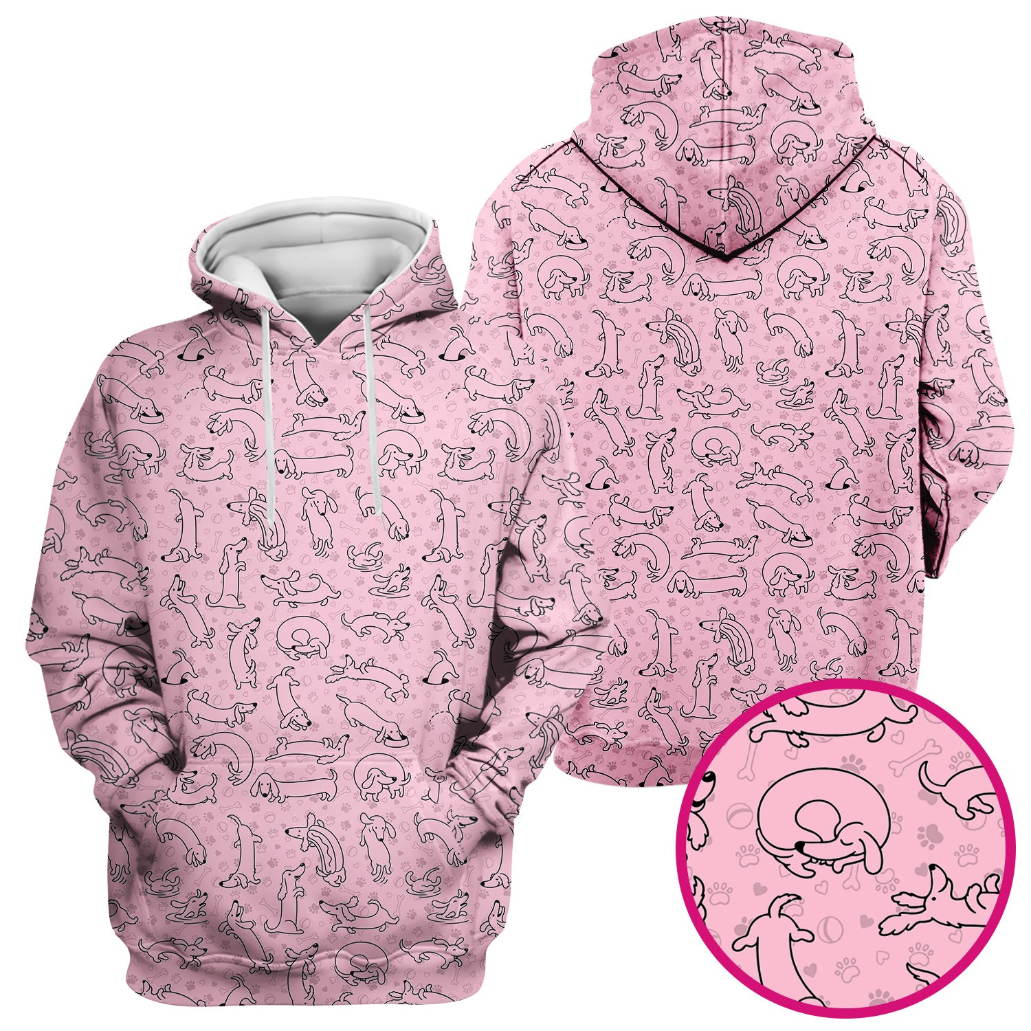 Playful Dachshund Dog Line Art Print Scrub Top, Comfortable Scrubs for Nurses