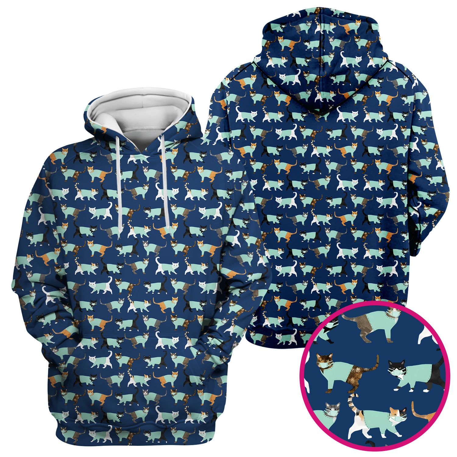 Playful Cat Nurse All Over Print Scrub Top, Comfortable Scrubs for Nurses