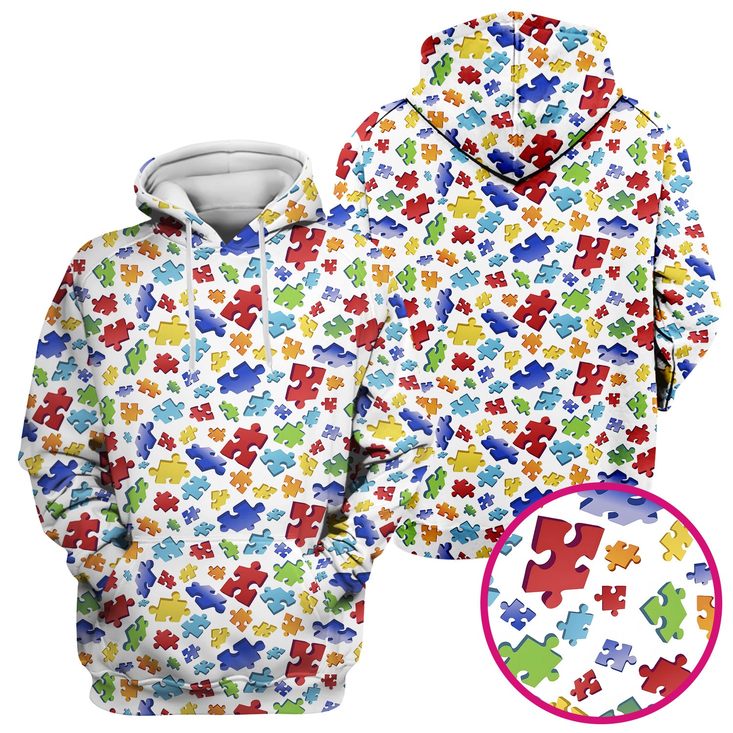 Colorful Scattered Puzzle Piece Pattern Scrub Top, Breathable Scrubs for Nurses, Autism