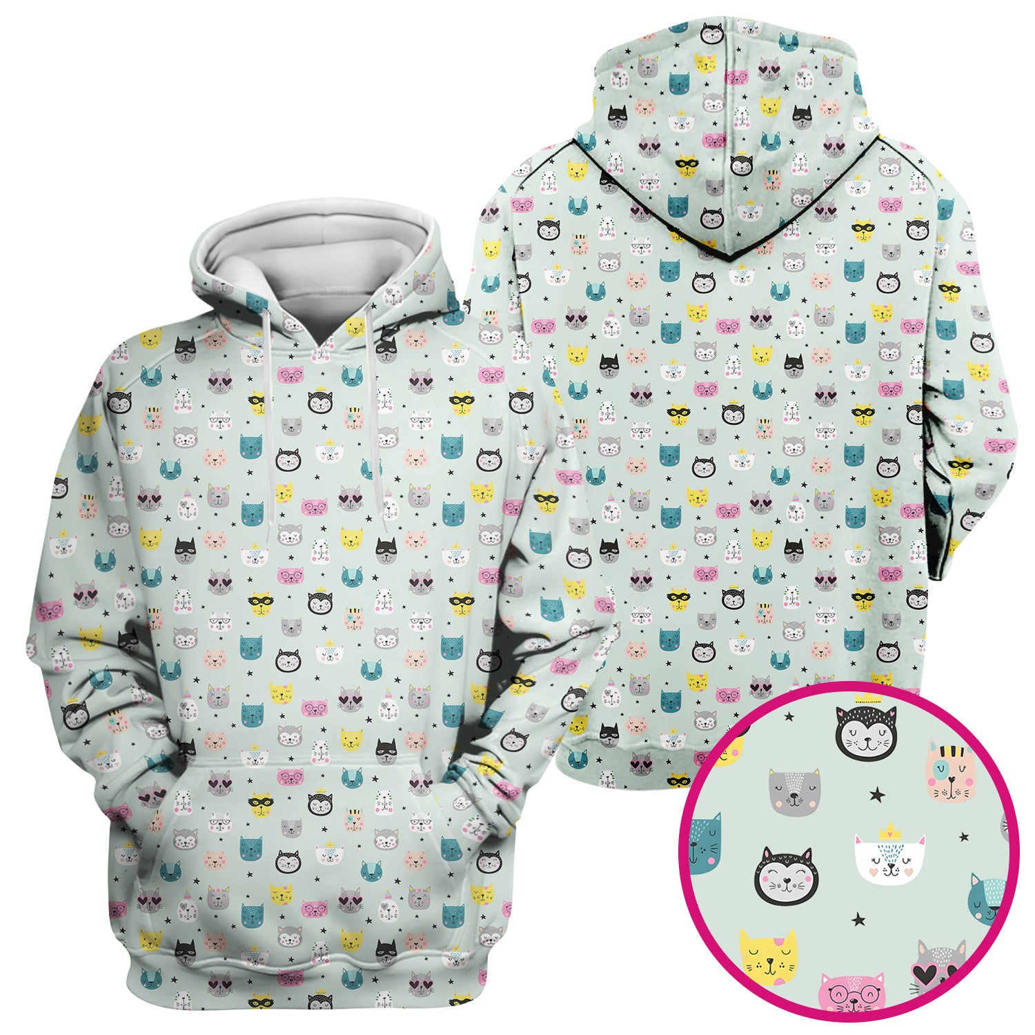 Cute Colorful Cat Pattern Scrub Top, Comfortable Scrubs for Nurses