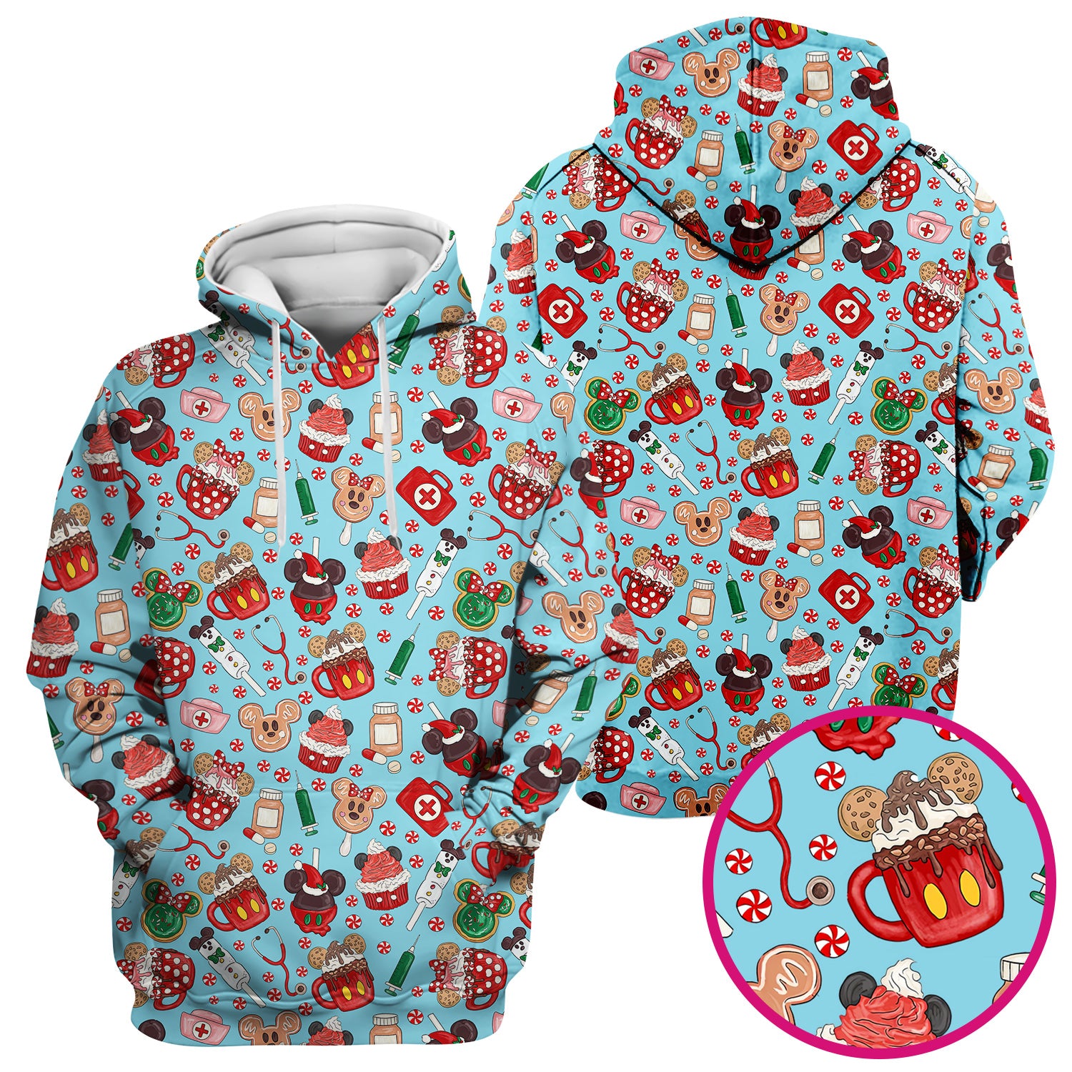 Christmas Scrub Top for Nurses - Cute Gingerbread Cupcake Candy Medical Shirt - Xmas Holiday Uniform for Women RN CNA LPN