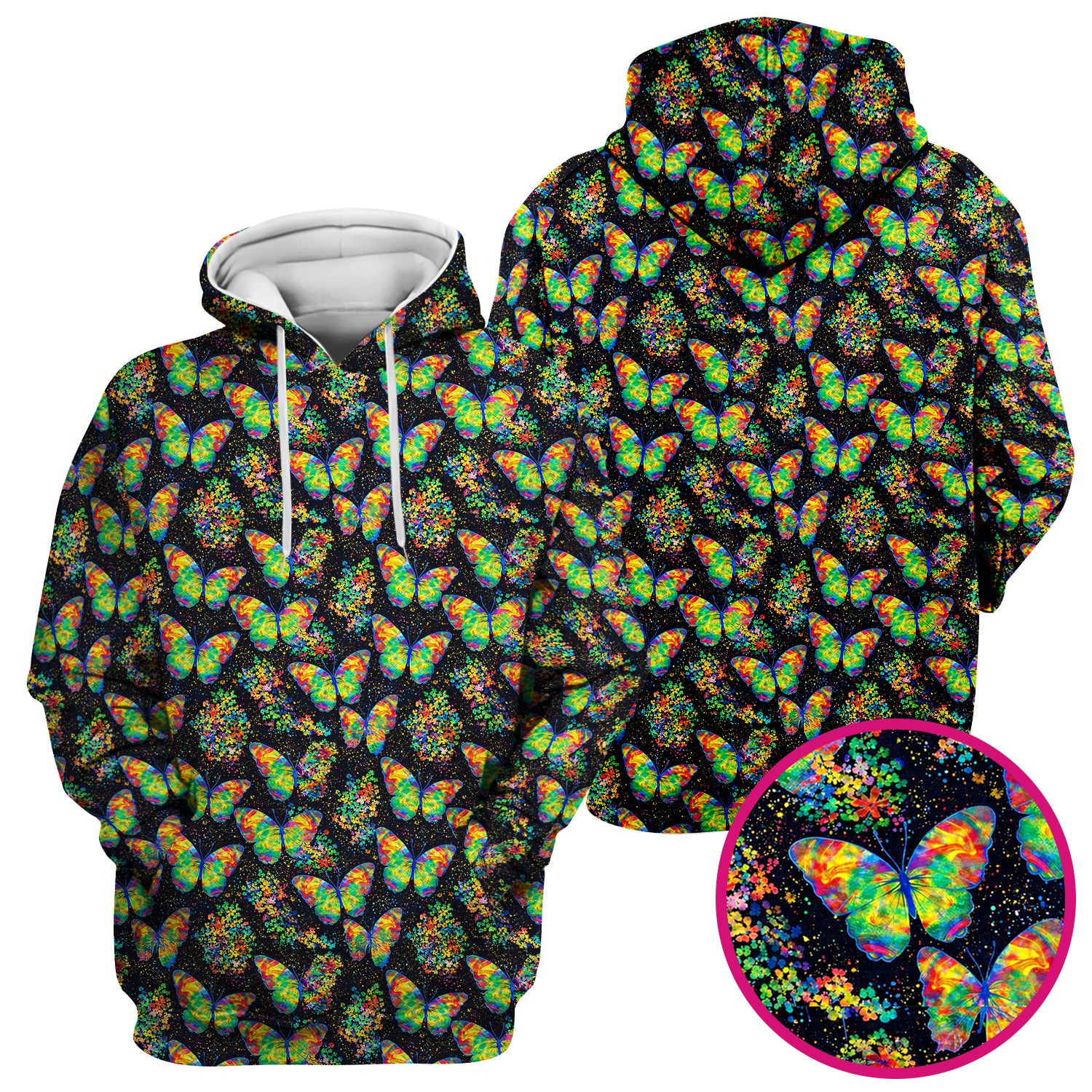 Rainbow Butterfly Galaxy Pattern Scrub Top, Comfortable Scrubs for Nurses